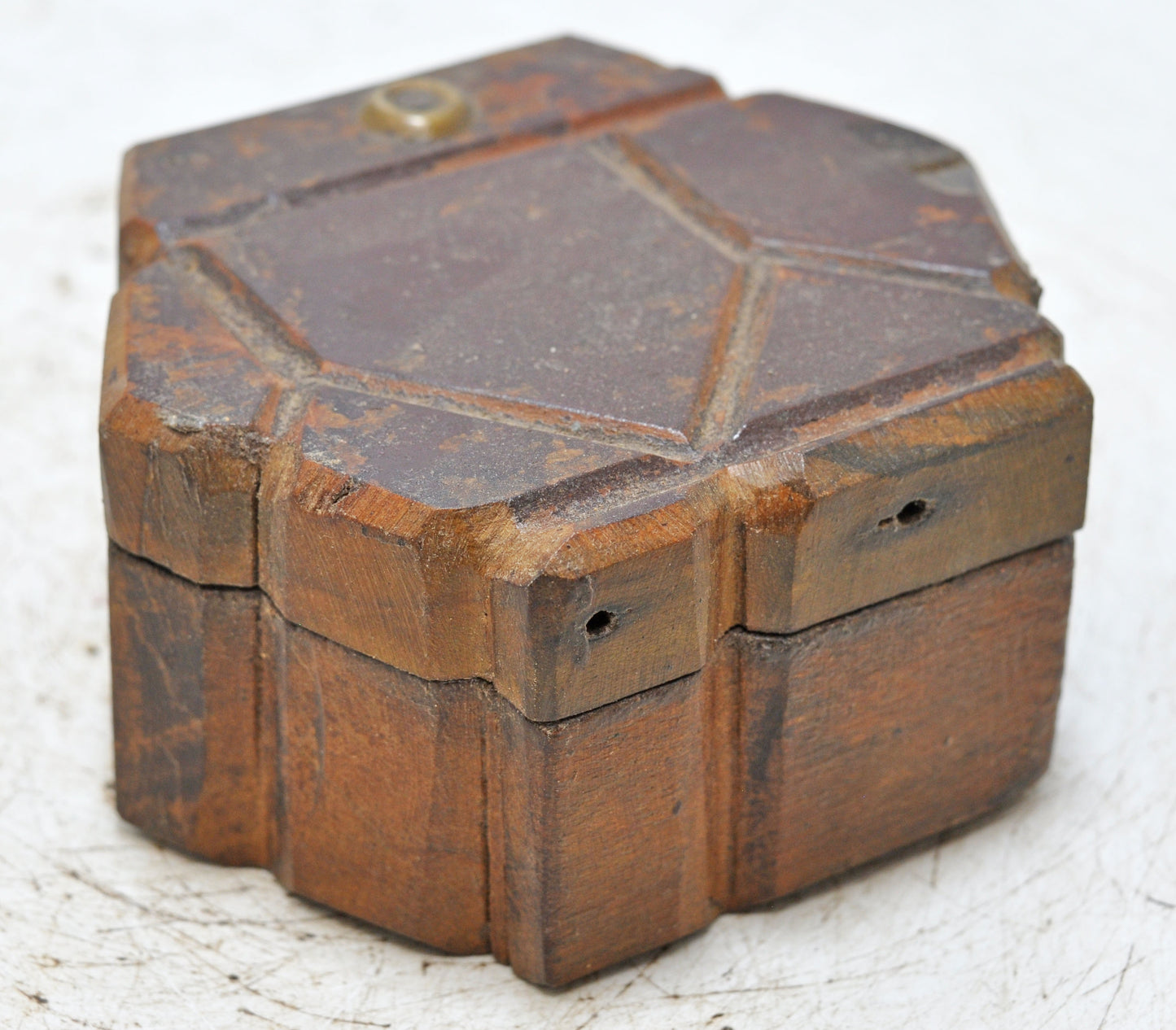 Antique Wooden Kitchenware Spice Box Original Old Hand Carved