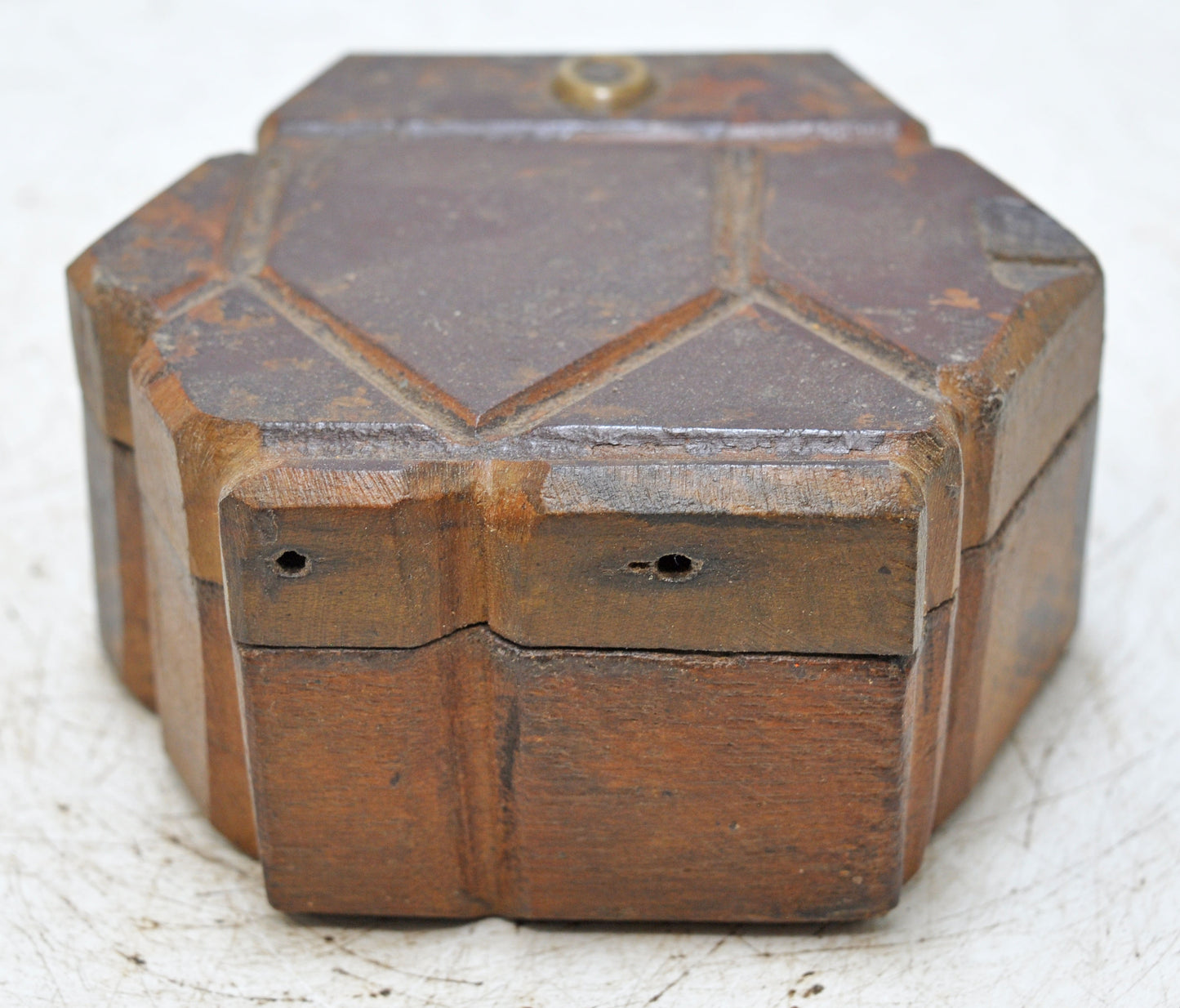 Antique Wooden Kitchenware Spice Box Original Old Hand Carved