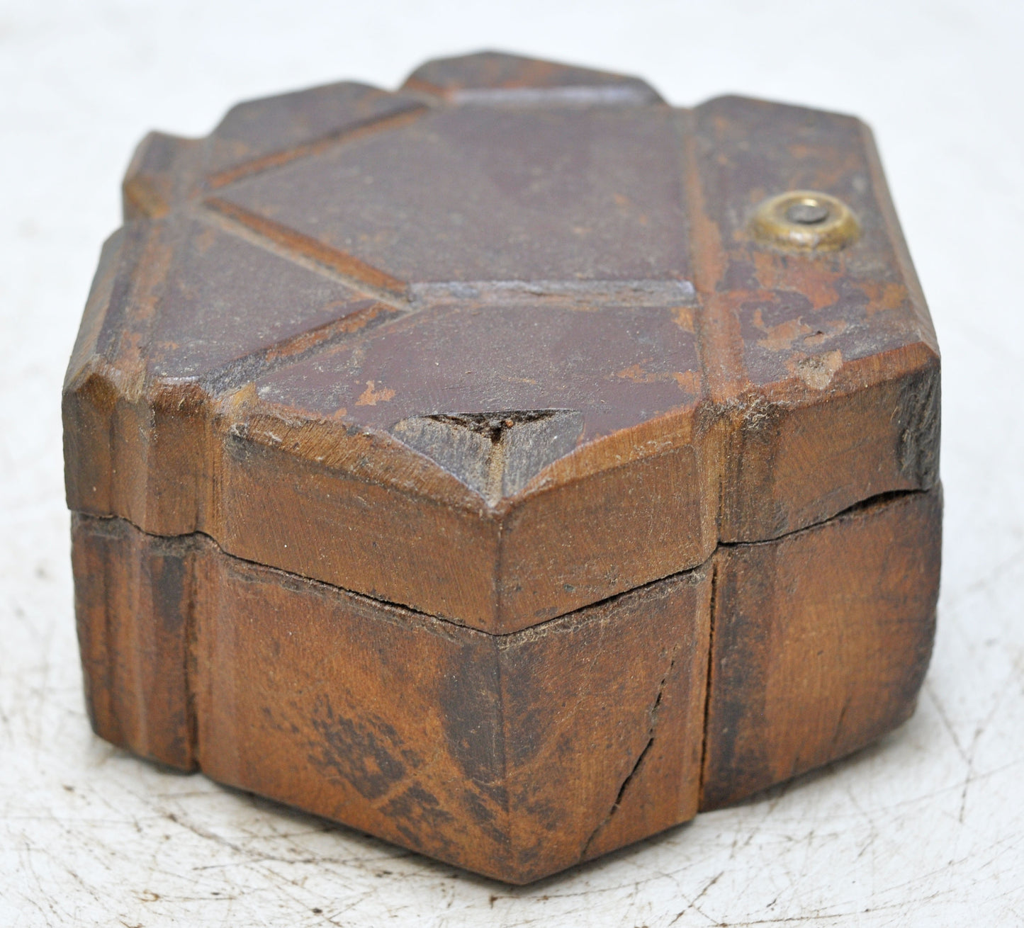 Antique Wooden Kitchenware Spice Box Original Old Hand Carved