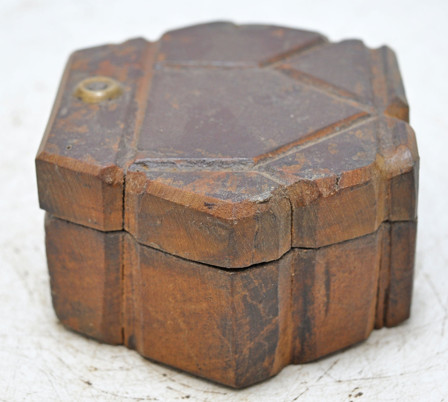 Antique Wooden Kitchenware Spice Box Original Old Hand Carved