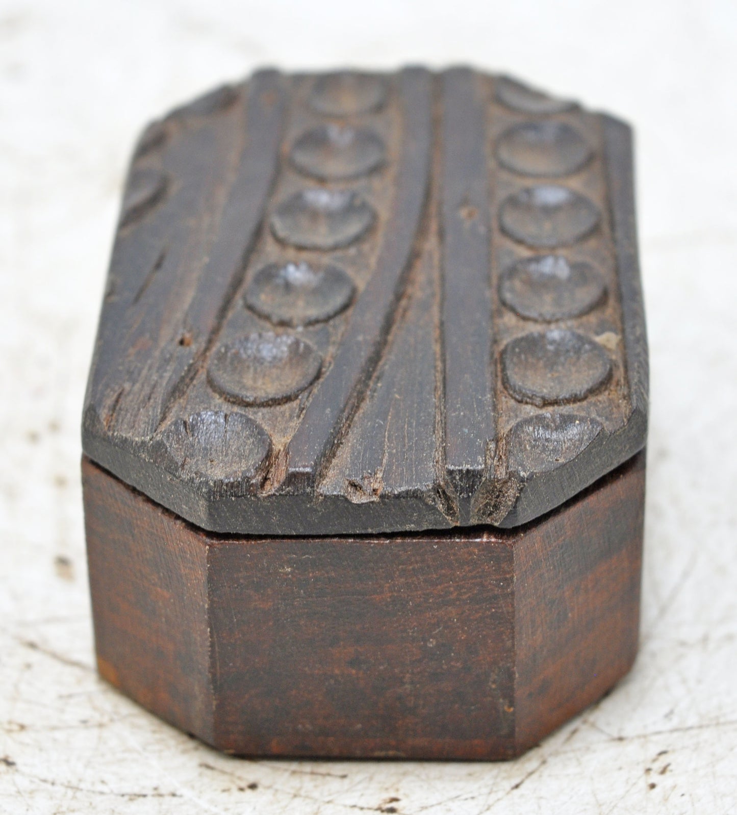 Antique Wooden Kitchenware Spice Box Original Old Hand Carved