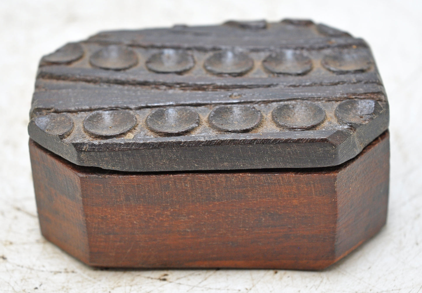 Antique Wooden Kitchenware Spice Box Original Old Hand Carved