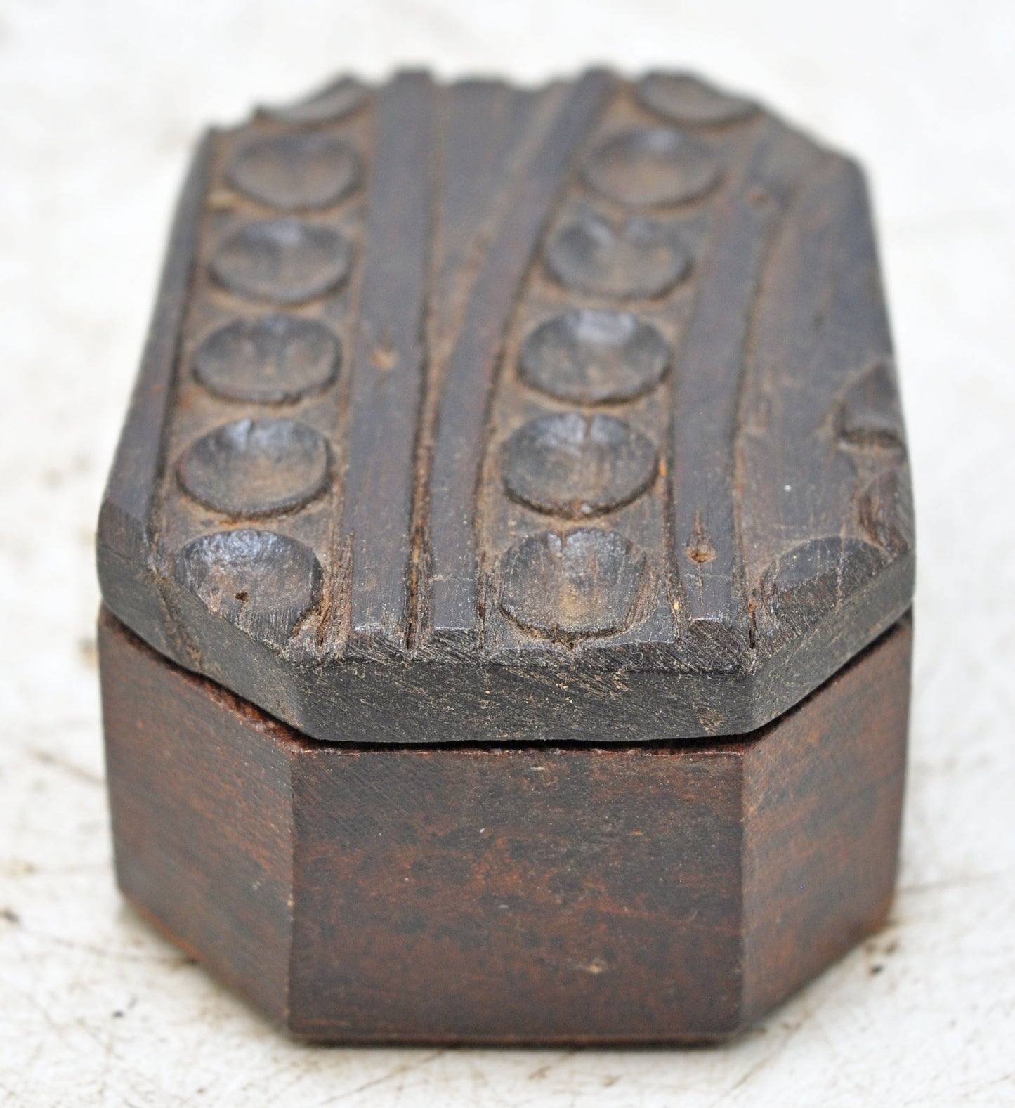 Antique Wooden Kitchenware Spice Box Original Old Hand Carved