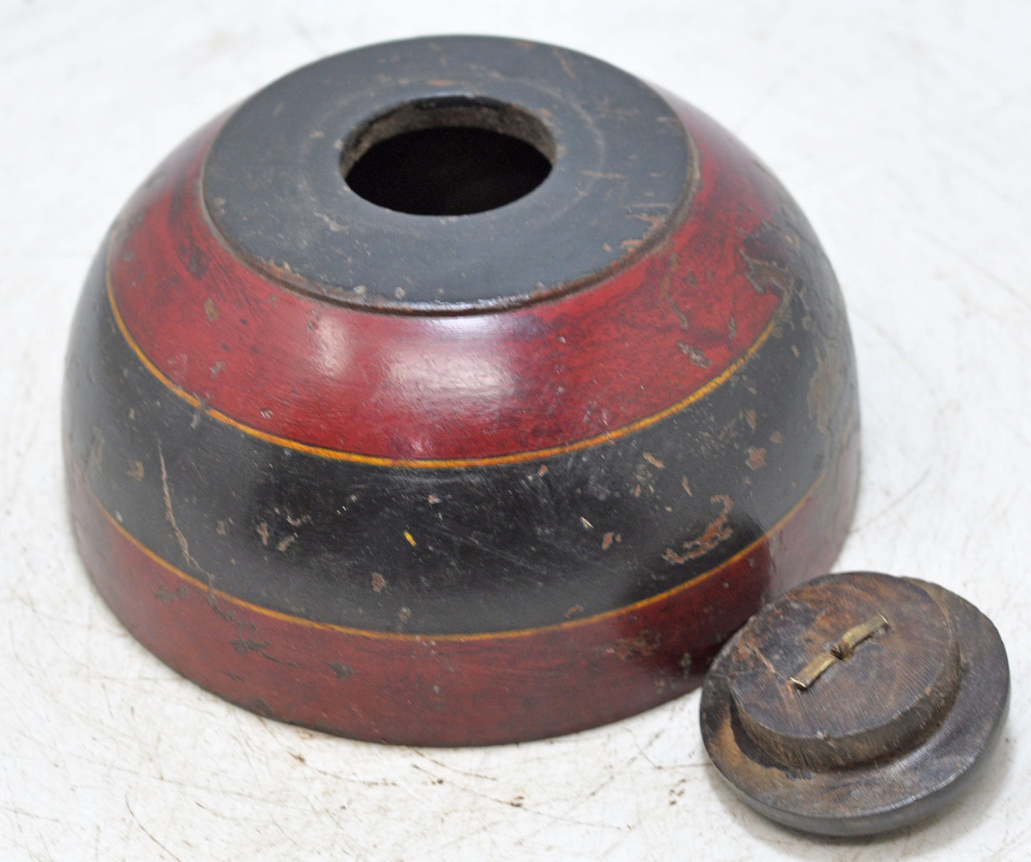 Vintage Wooden Round Tobacco Opium Box Original Old Hand Carved