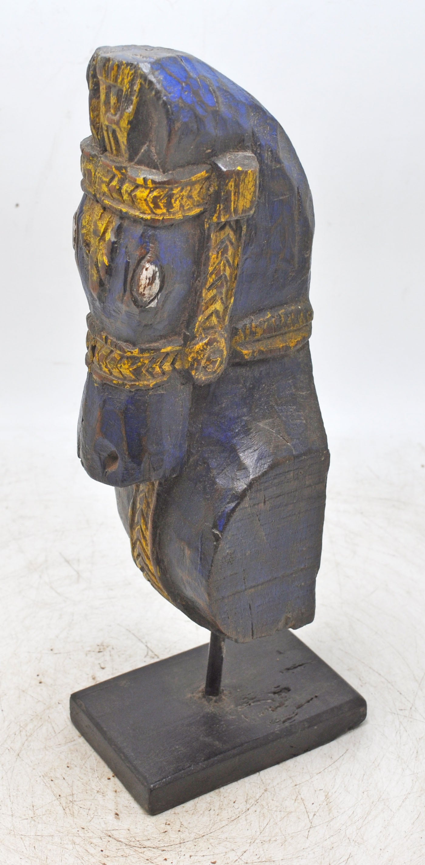 Antique Wooden Horse Head Bust Figurine Original Old Hand Carved