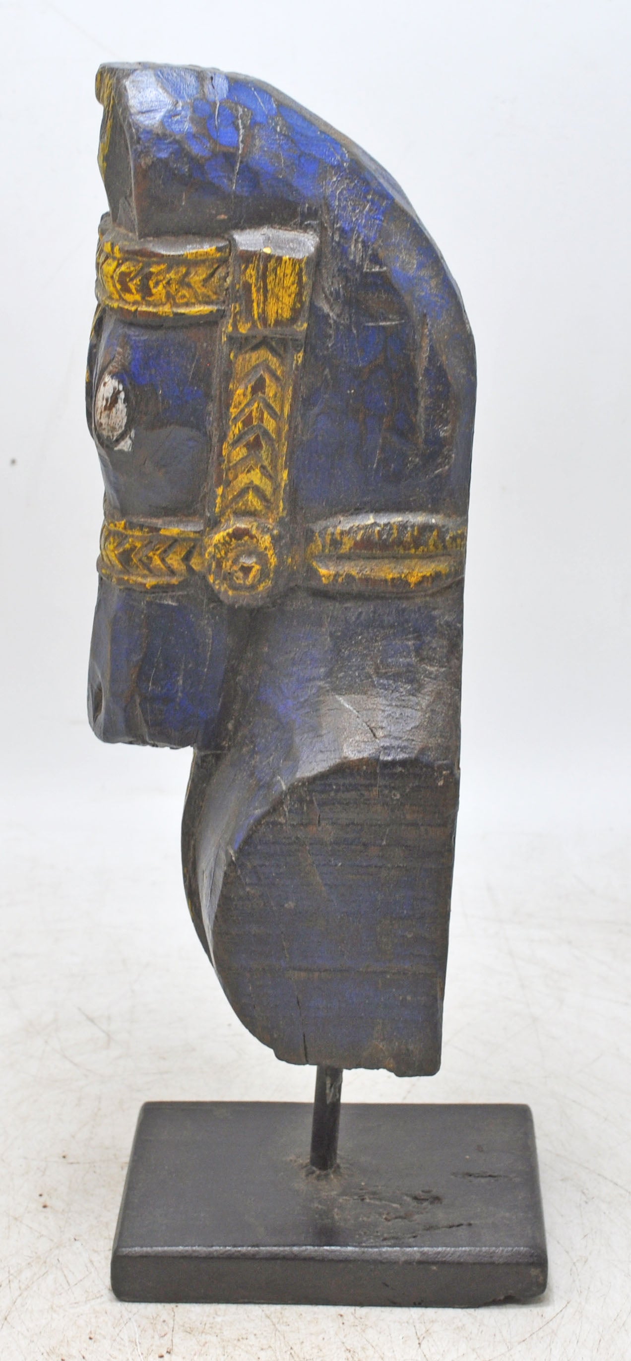 Antique Wooden Horse Head Bust Figurine Original Old Hand Carved