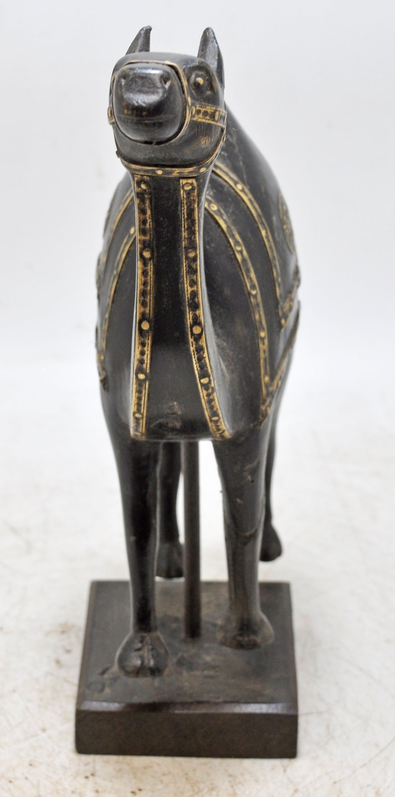 Vintage Wooden Camel Figurine on Stand Original Old Hand Carved Brass Fitted