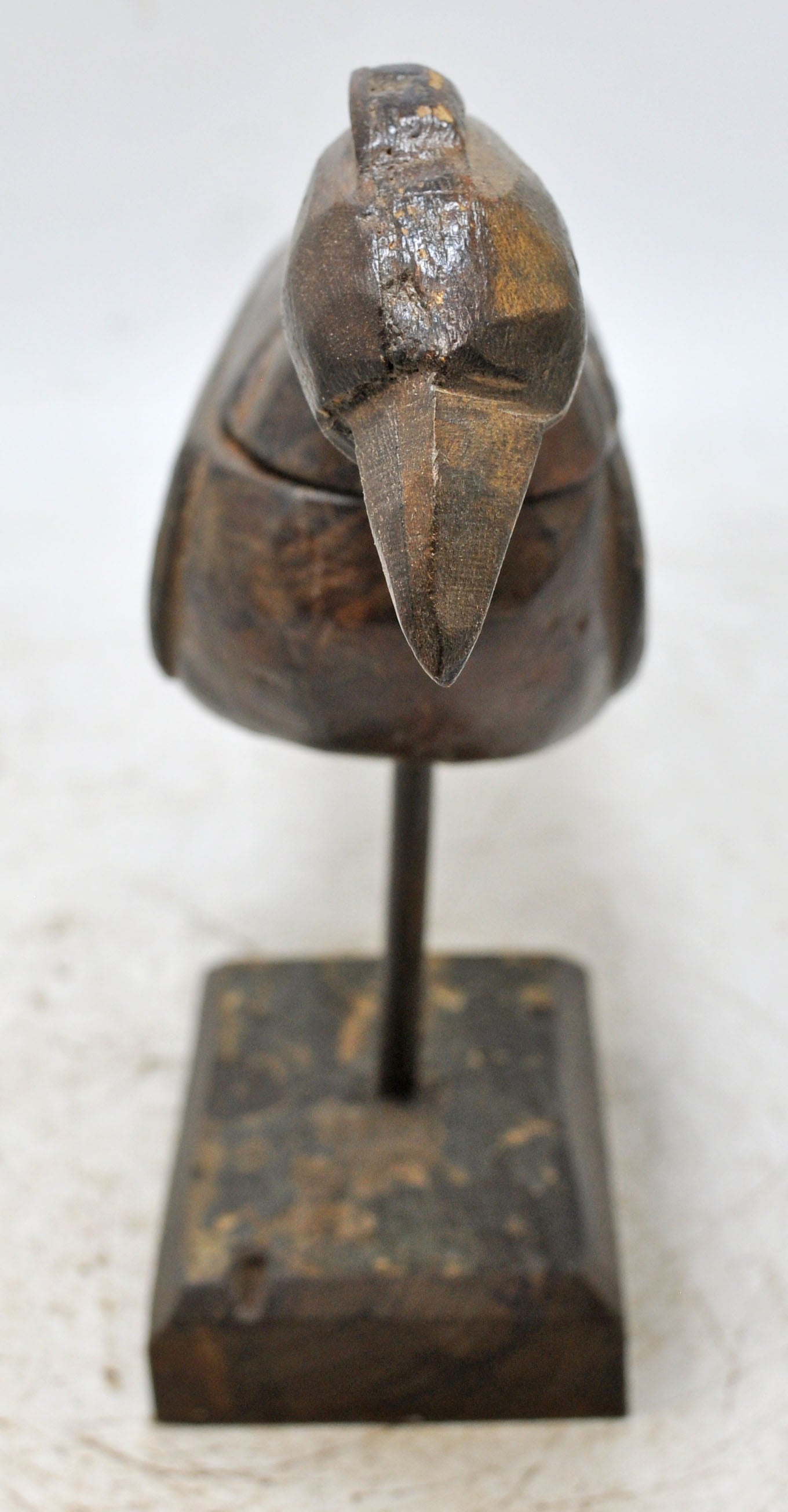 Antique Wooden Peacock Bird Figurine Spice Box Original Old Hand Carved