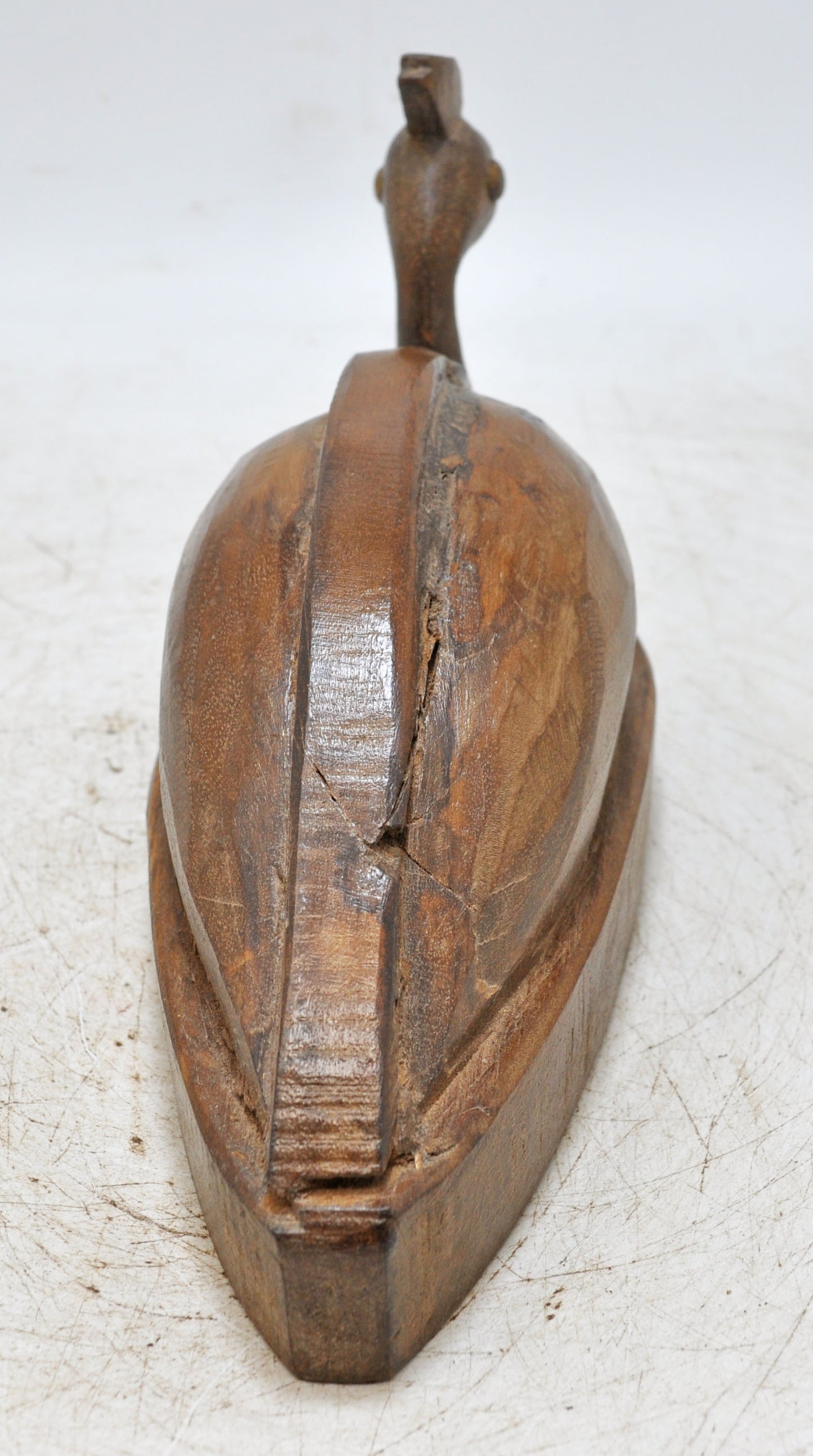 Vintage Wooden Peacock Bird Figurine Original Old Hand Carved