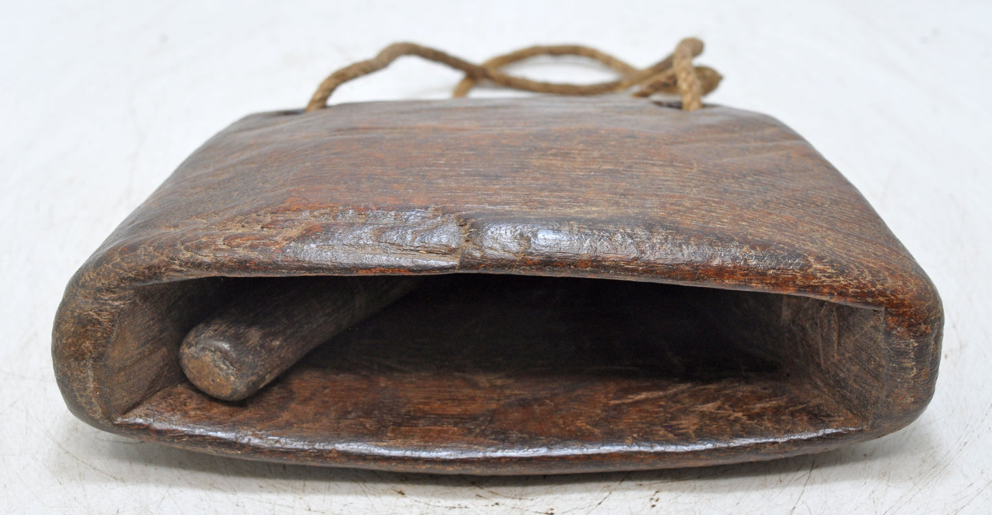 Antique Wooden Animals Cow Bell Original Old Hand Carved
