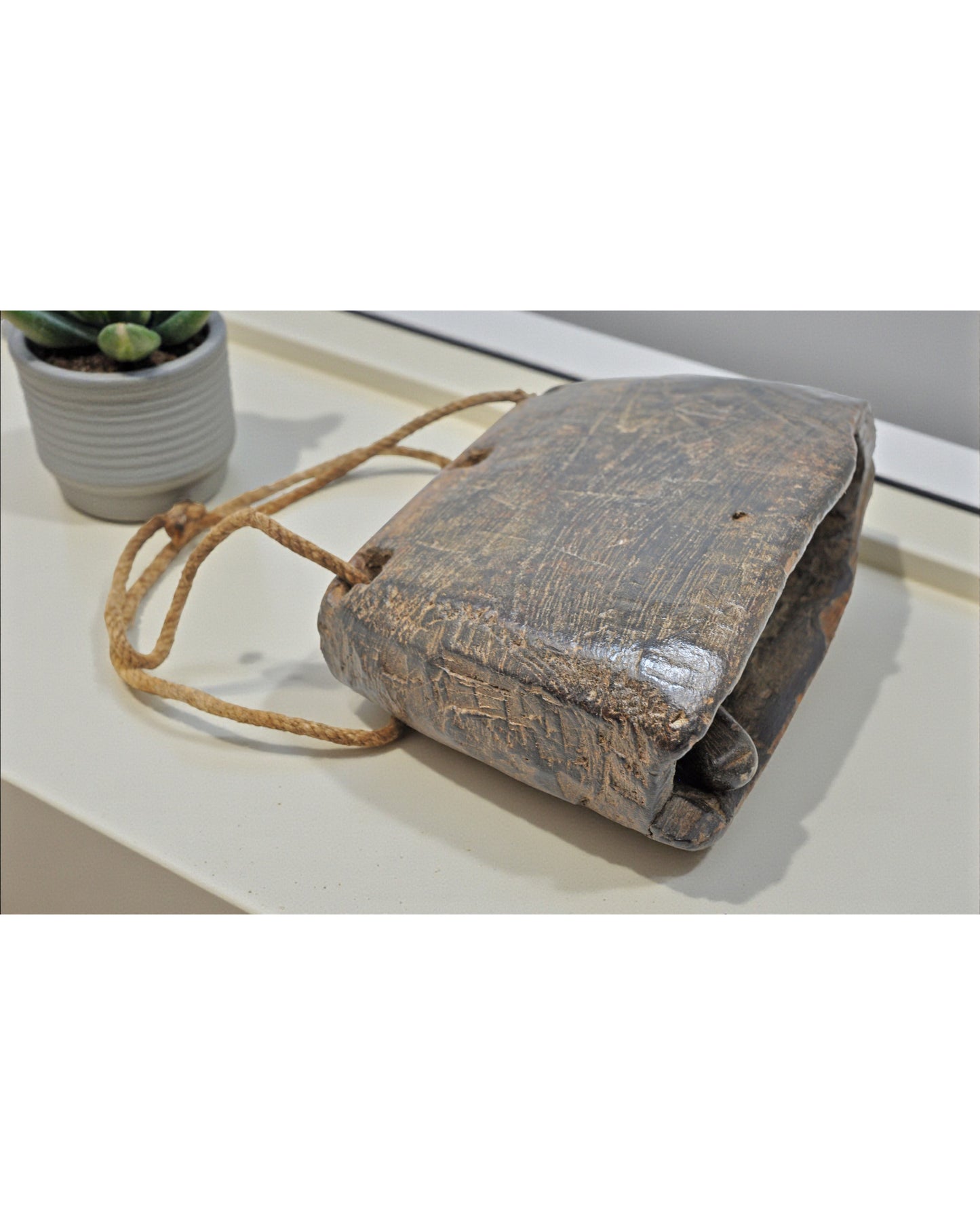 Antique Wooden Animals Cow Bell Original Old Hand Carved