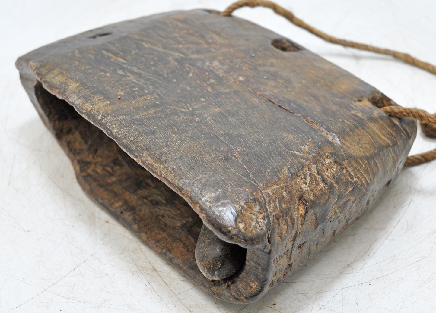 Antique Wooden Animals Cow Bell Original Old Hand Carved