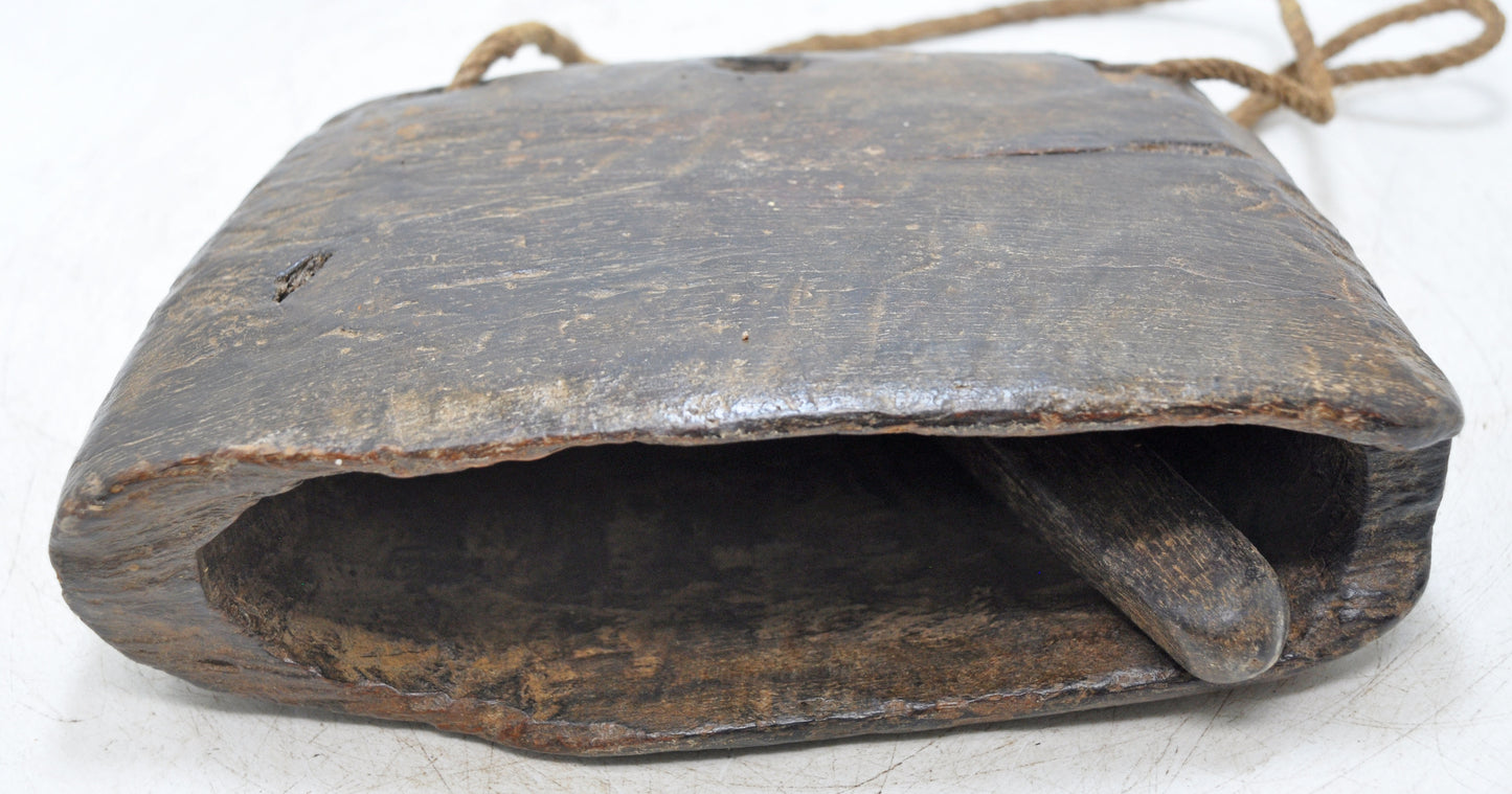 Antique Wooden Animals Cow Bell Original Old Hand Carved