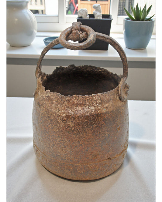 Antique Iron Well Water Drawing Bucket Original Old Hand Crafted