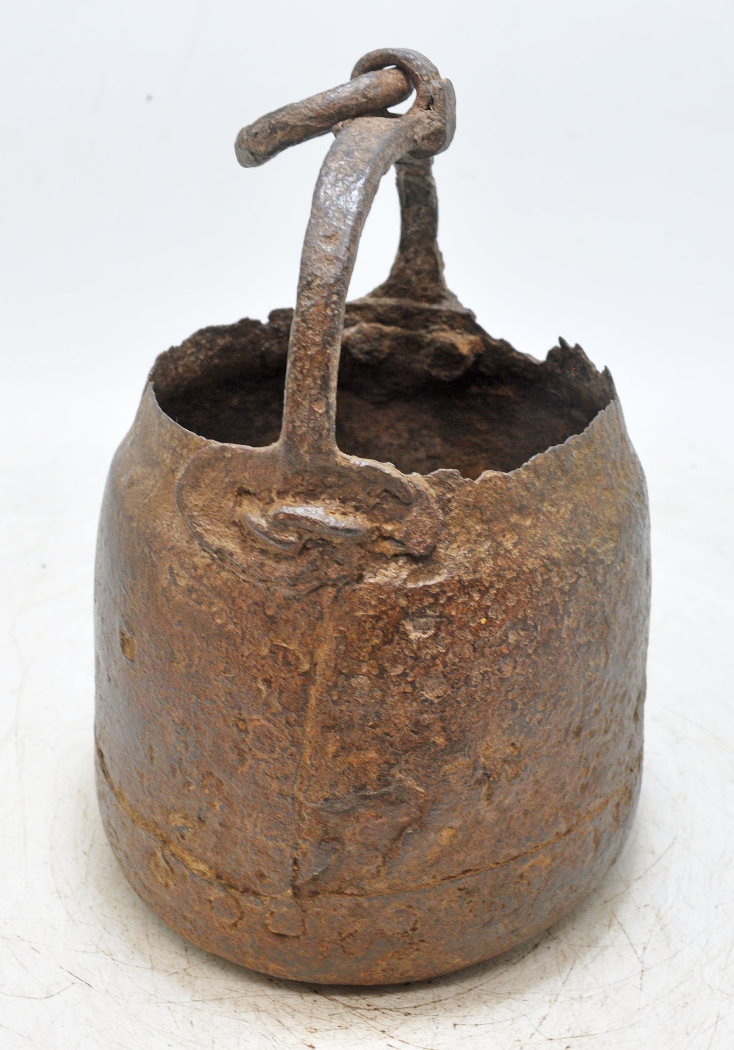Antique Iron Well Water Drawing Bucket Original Old Hand Crafted
