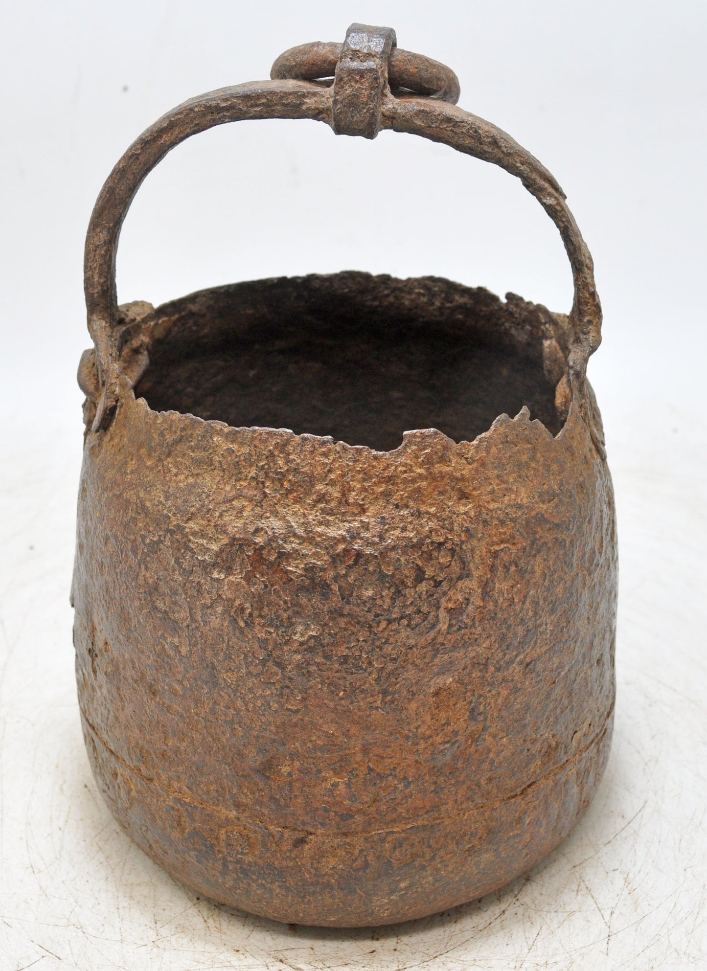 Antique Iron Well Water Drawing Bucket Original Old Hand Crafted