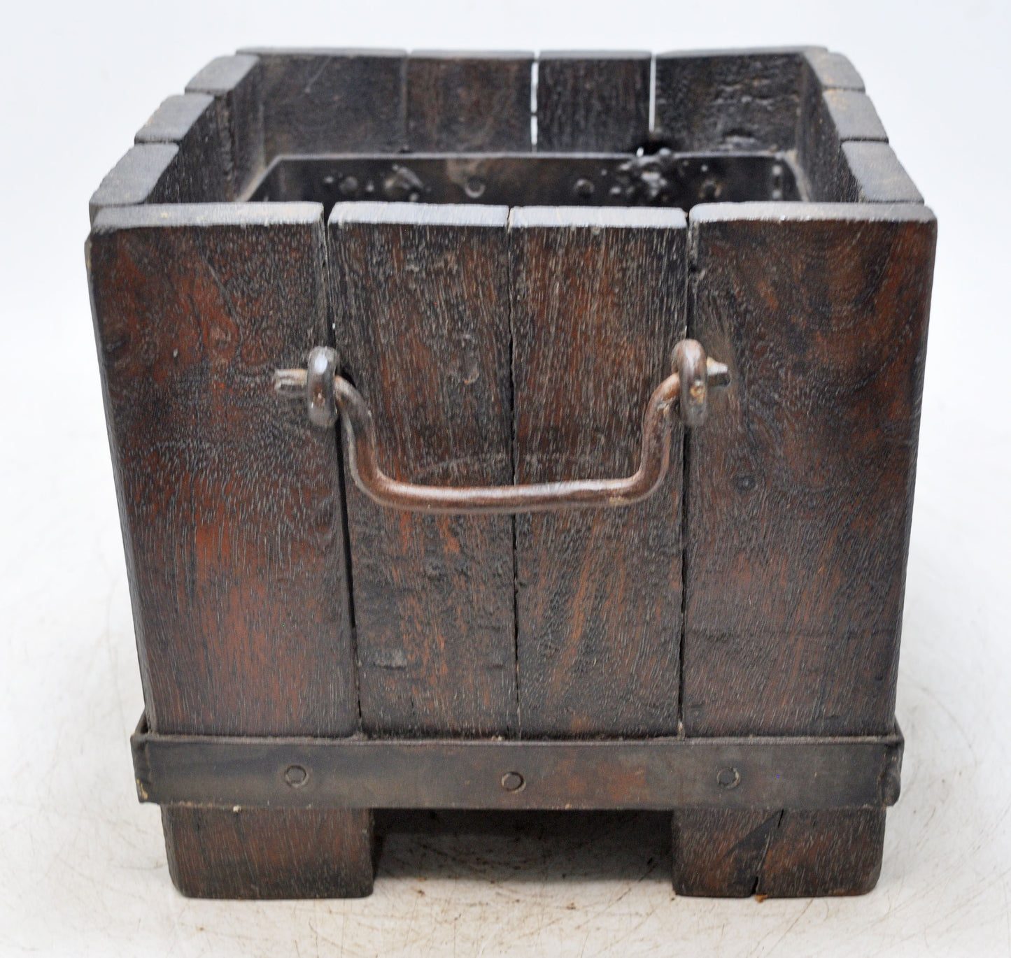 Vintage Wooden Square Basket Original Old Hand Crafted