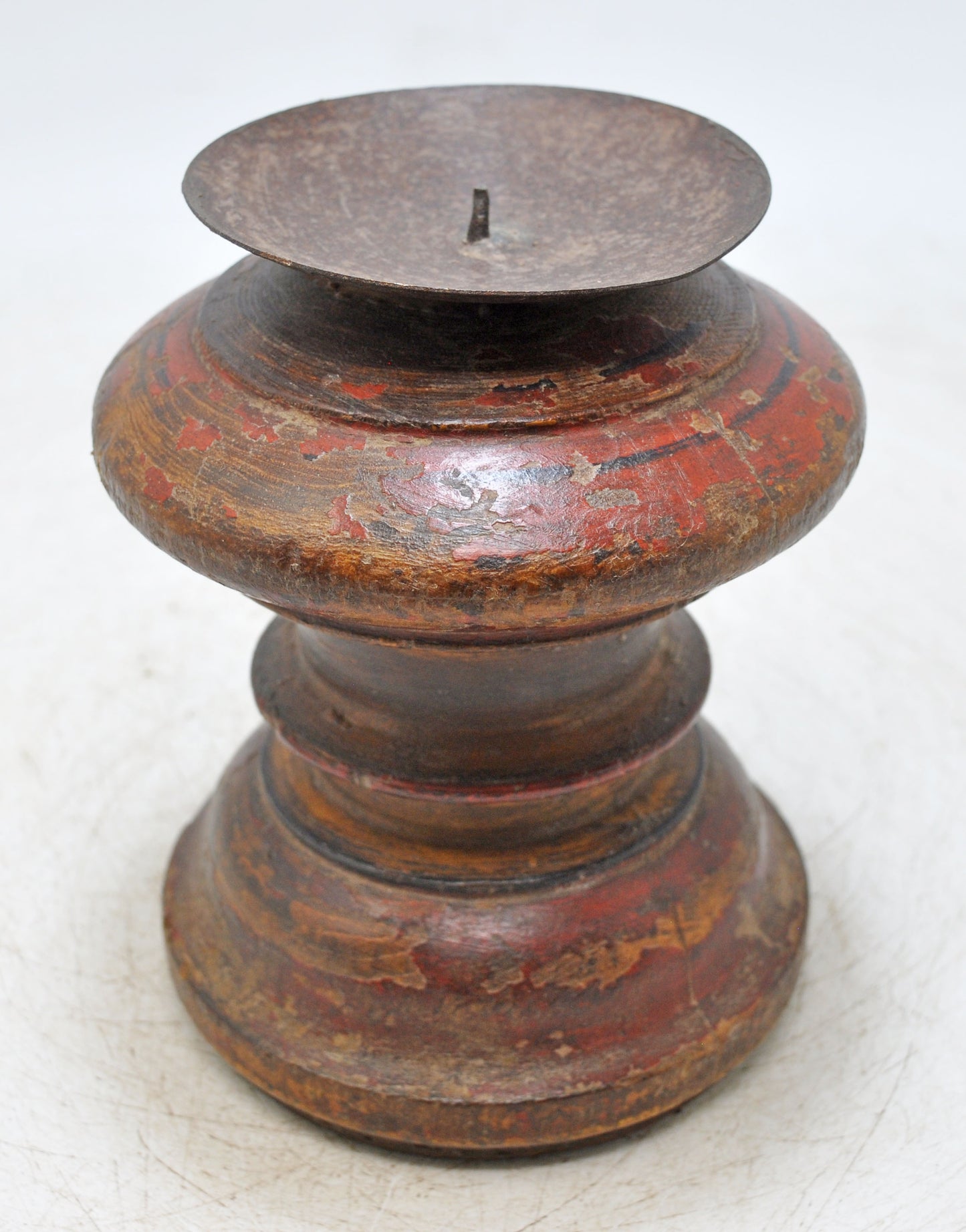 Antique Wooden Paga Candle Holder Stand Original Old Hand Carved Painted