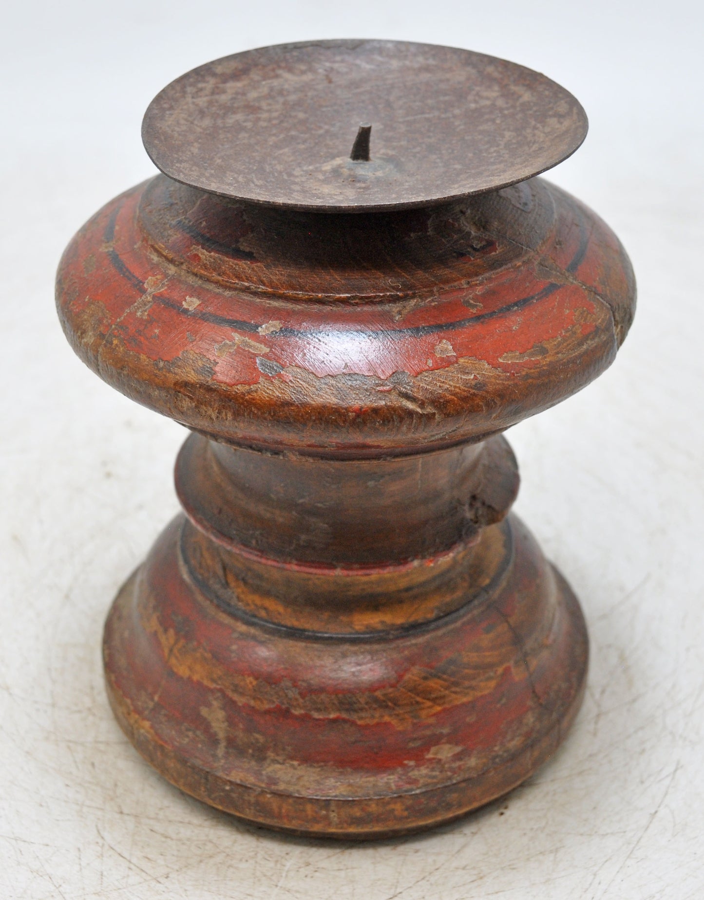Antique Wooden Paga Candle Holder Stand Original Old Hand Carved Painted