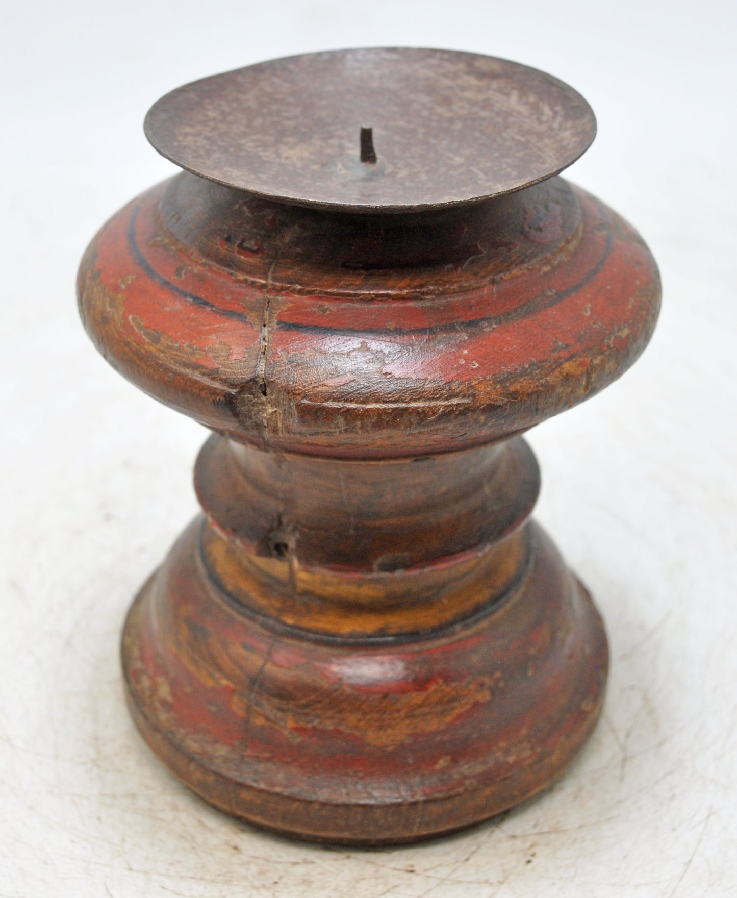 Antique Wooden Paga Candle Holder Stand Original Old Hand Carved Painted