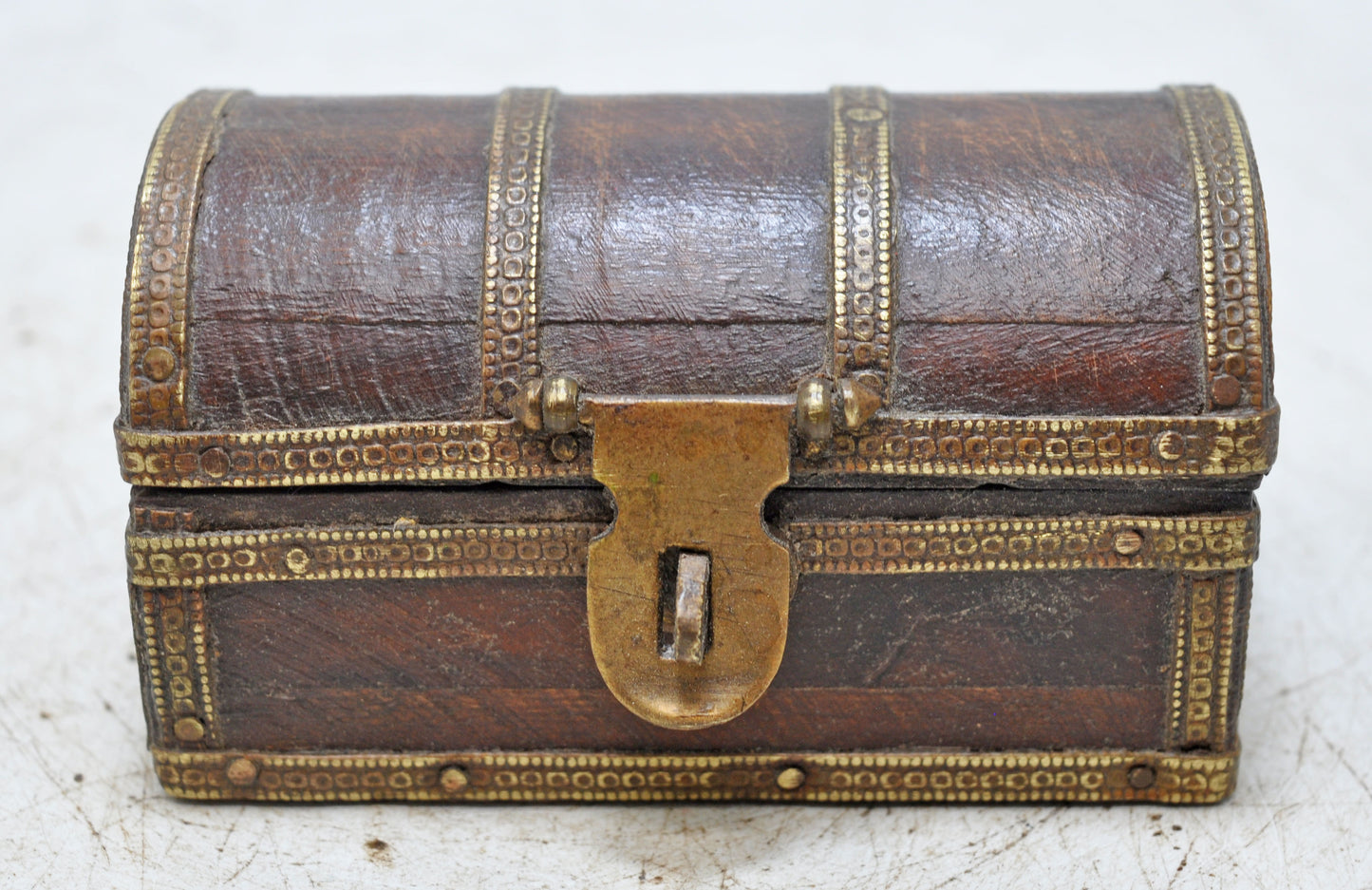 Vintage Wooden Small Storage Box Original Old Hand Crafted Brass Fitted