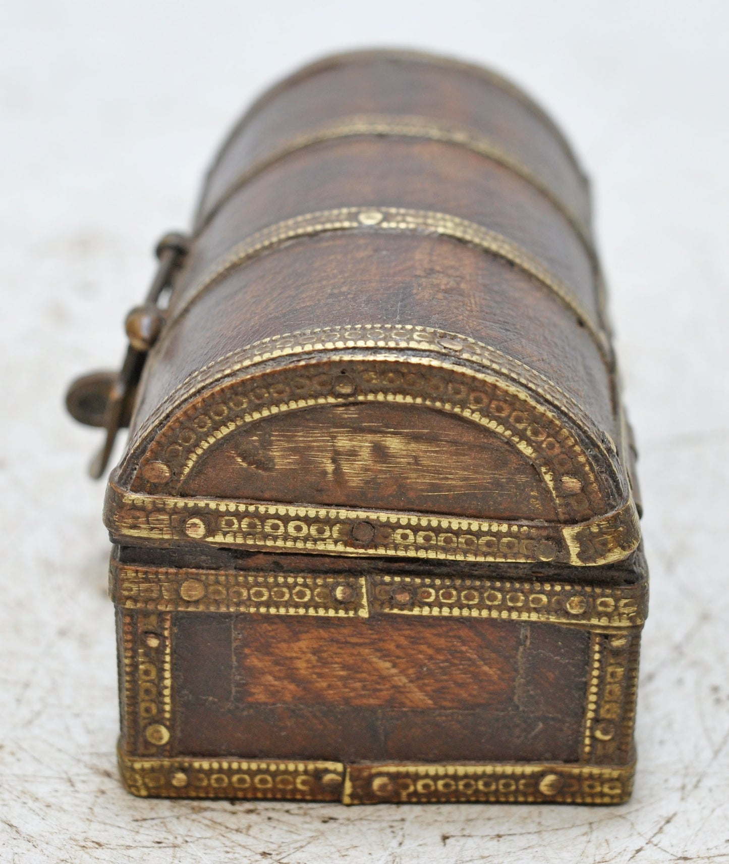 Vintage Wooden Small Storage Box Original Old Hand Crafted Brass Fitted
