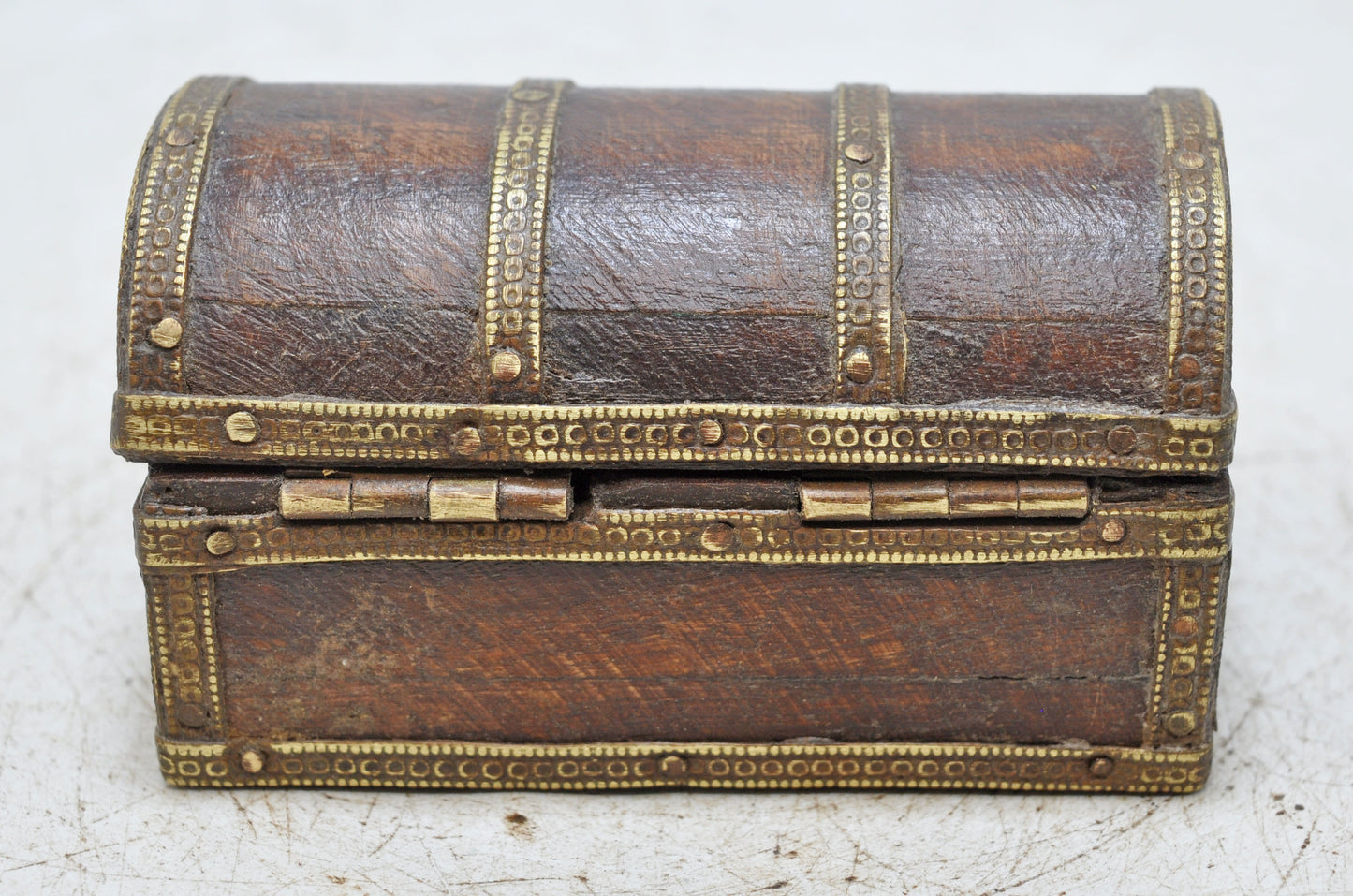 Vintage Wooden Small Storage Box Original Old Hand Crafted Brass Fitted