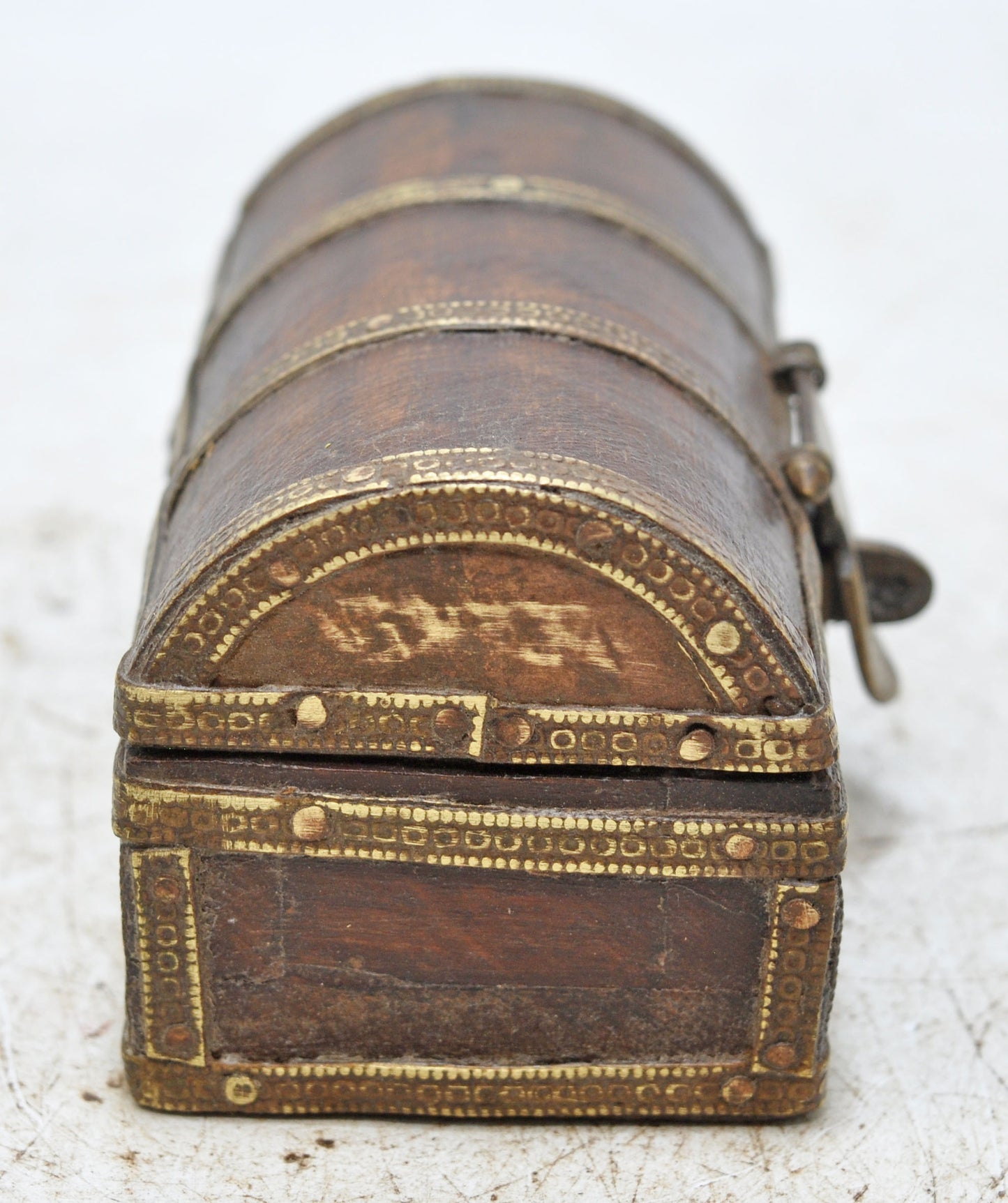 Vintage Wooden Small Storage Box Original Old Hand Crafted Brass Fitted