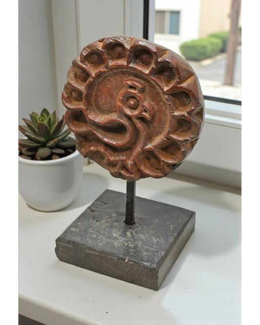 Antique Wooden Bird Carving Panel Plaque on Stand Original Old Hand Carved