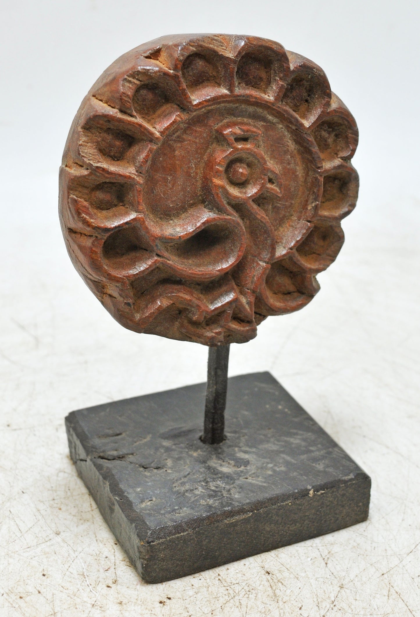 Antique Wooden Bird Carving Panel Plaque on Stand Original Old Hand Carved
