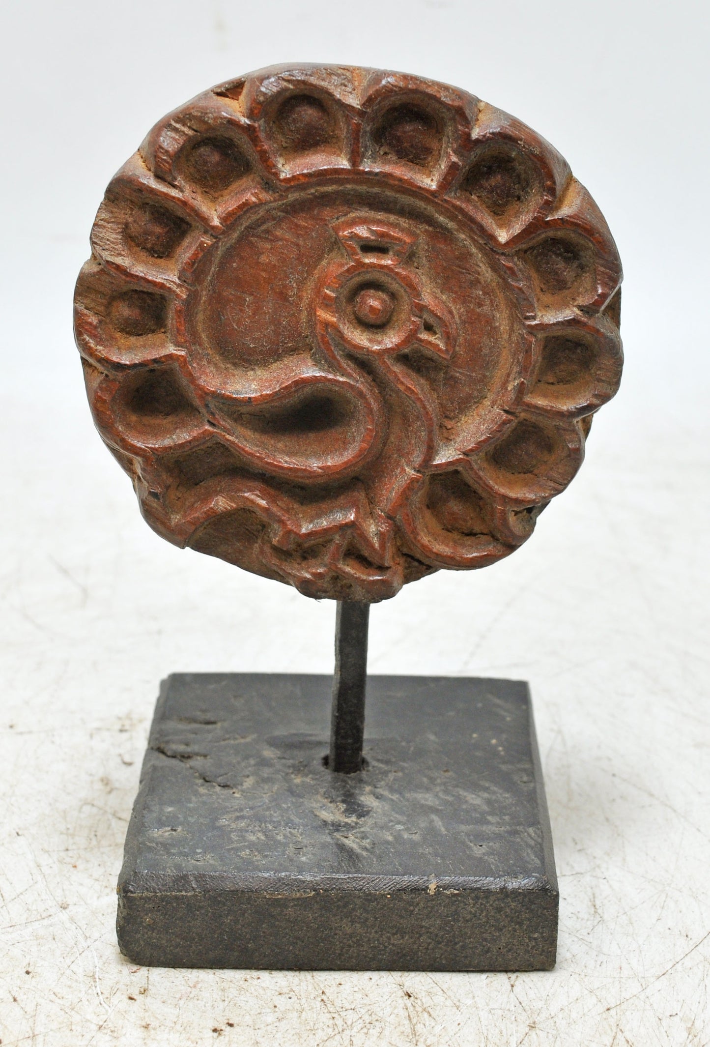 Antique Wooden Bird Carving Panel Plaque on Stand Original Old Hand Carved