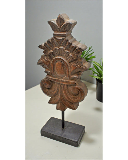 Hand Carved Wooden Floral Carving Panel on Stand