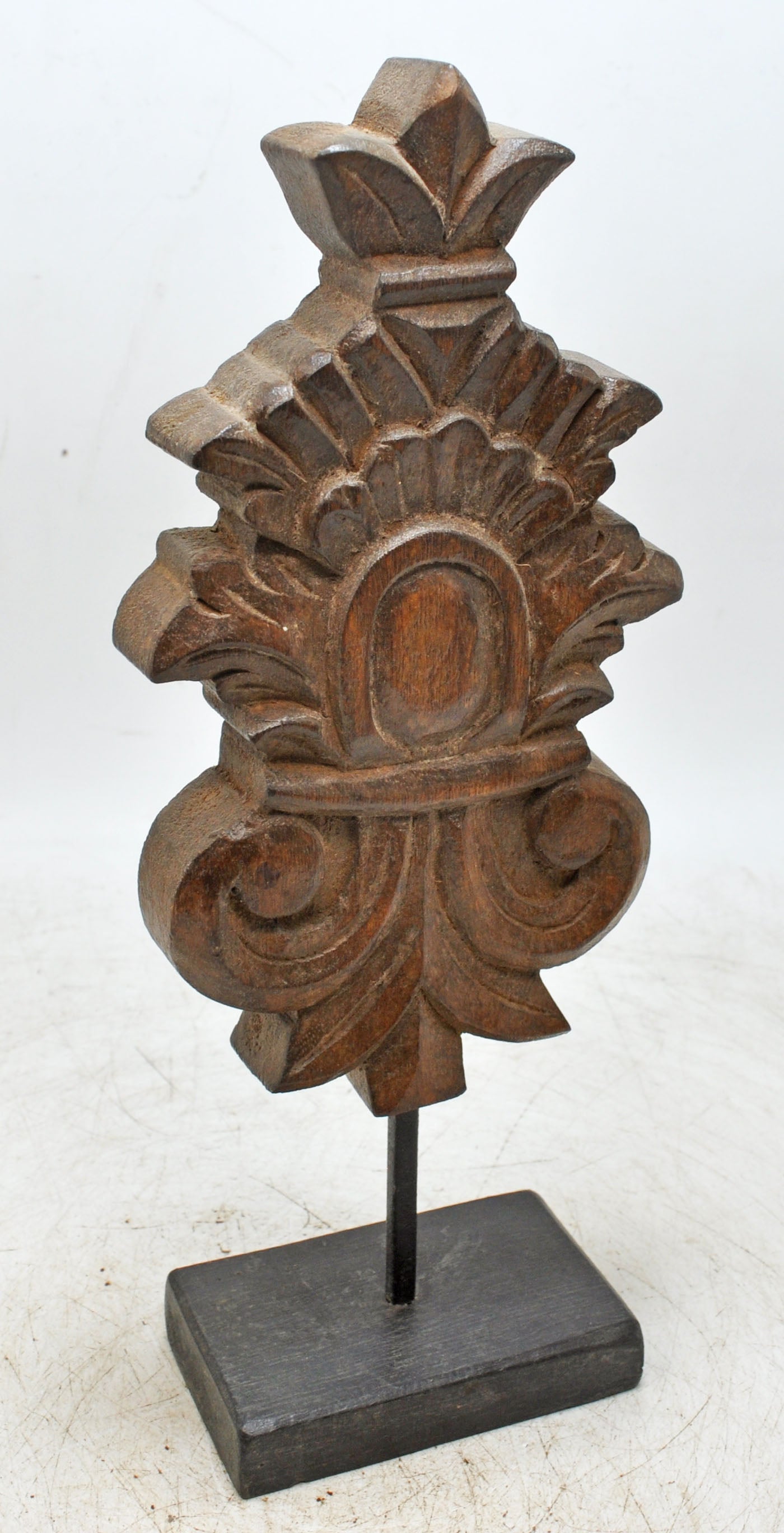 Hand Carved Wooden Floral Carving Panel on Stand