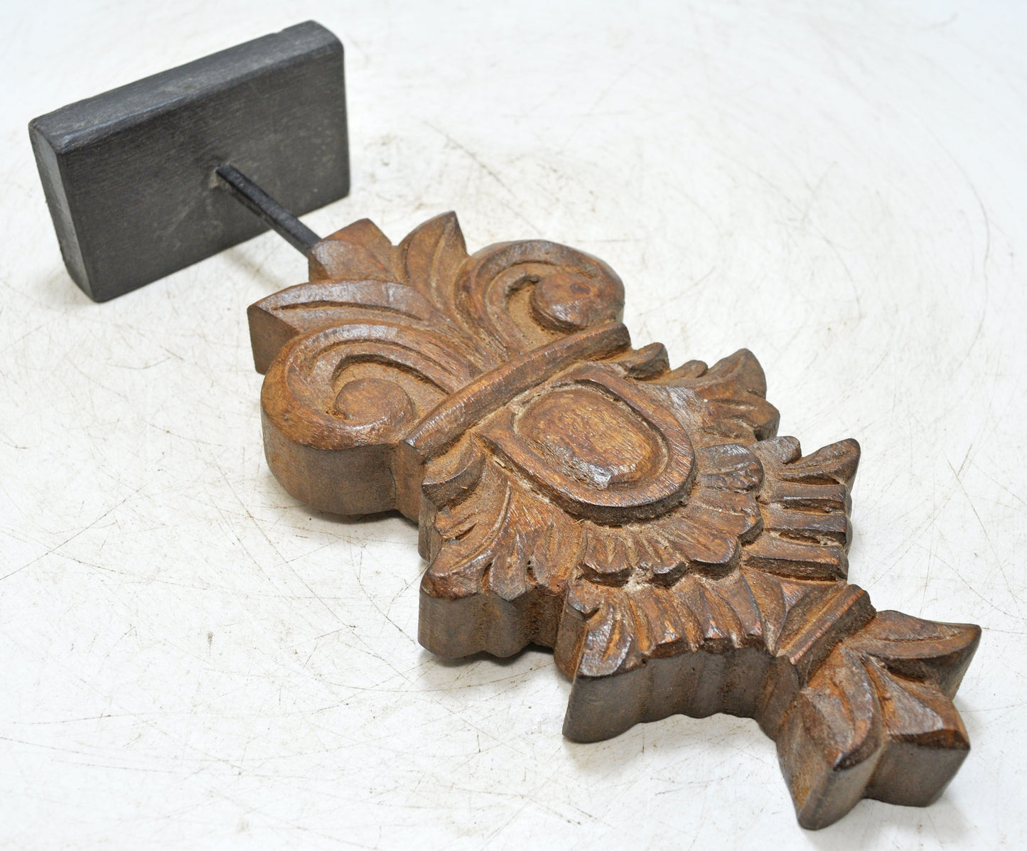 Hand Carved Wooden Floral Carving Panel on Stand
