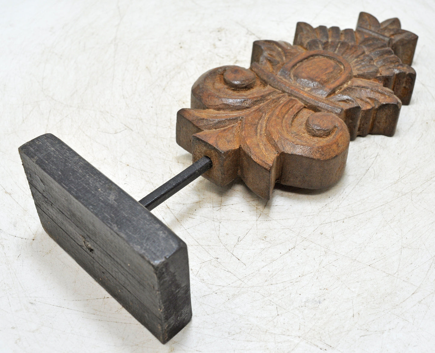 Hand Carved Wooden Floral Carving Panel on Stand