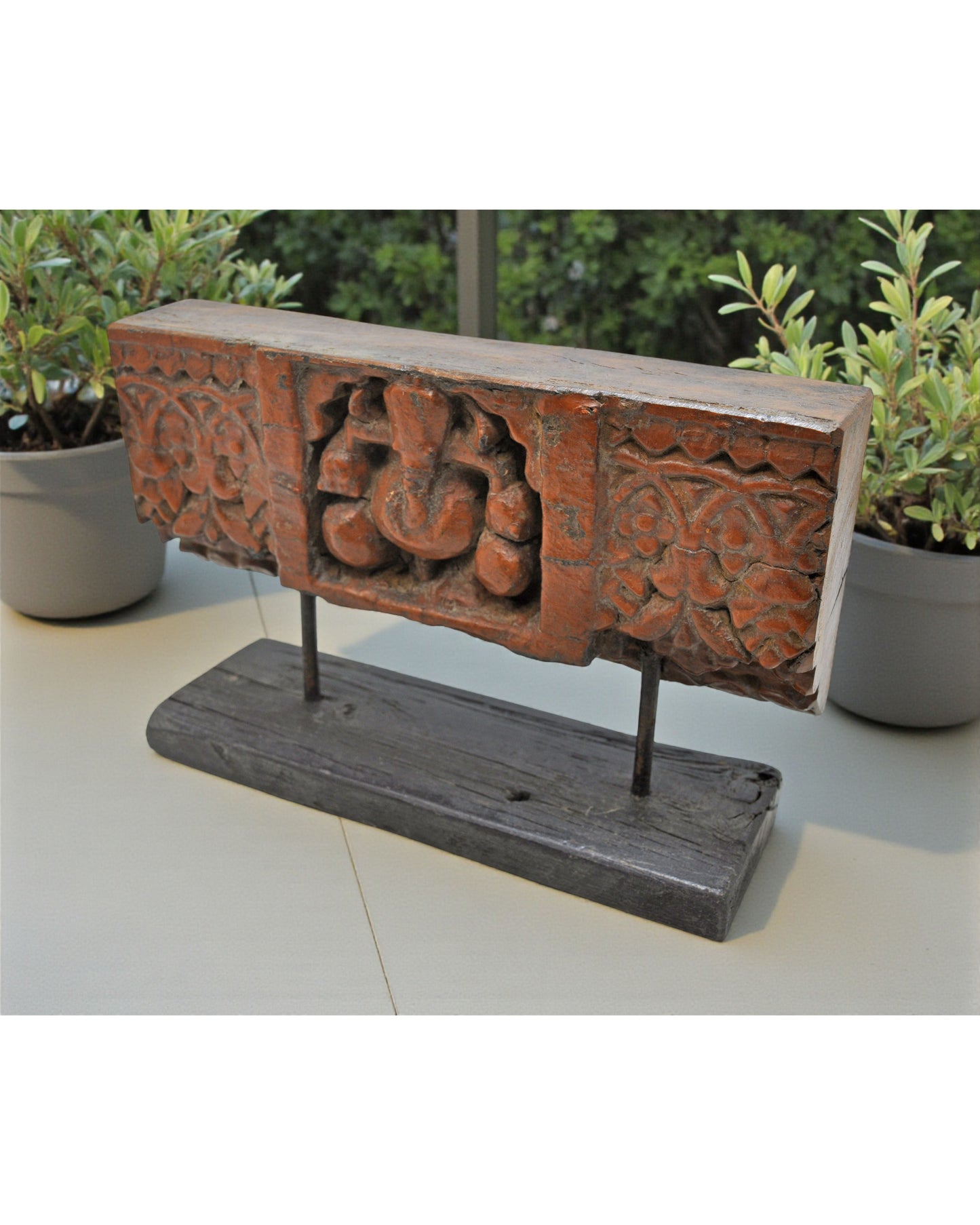 Antique Wooden God Ganesha Idol Carving Panel Plaque Original Old Fine Hand Carved