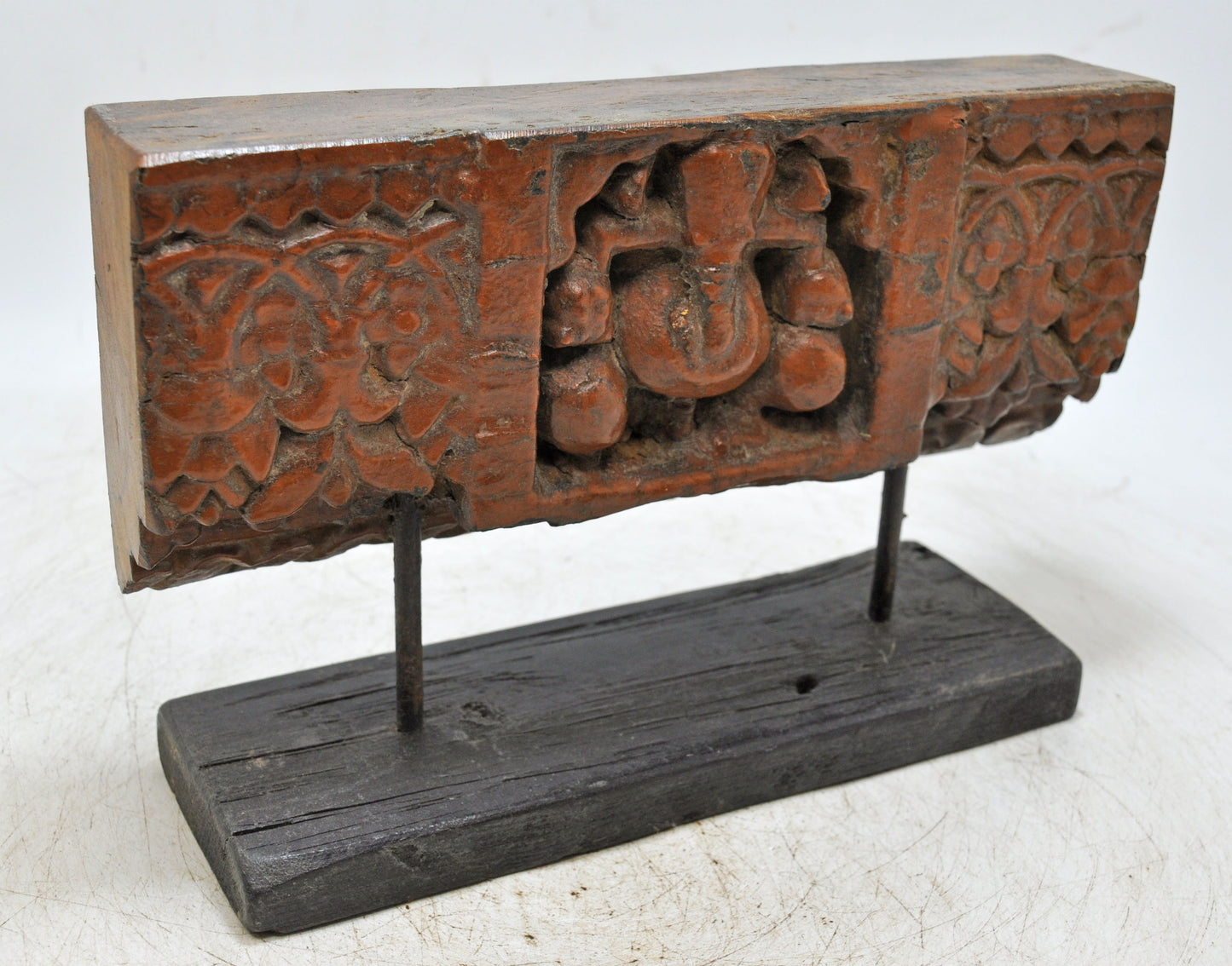 Antique Wooden God Ganesha Idol Carving Panel Plaque Original Old Fine Hand Carved