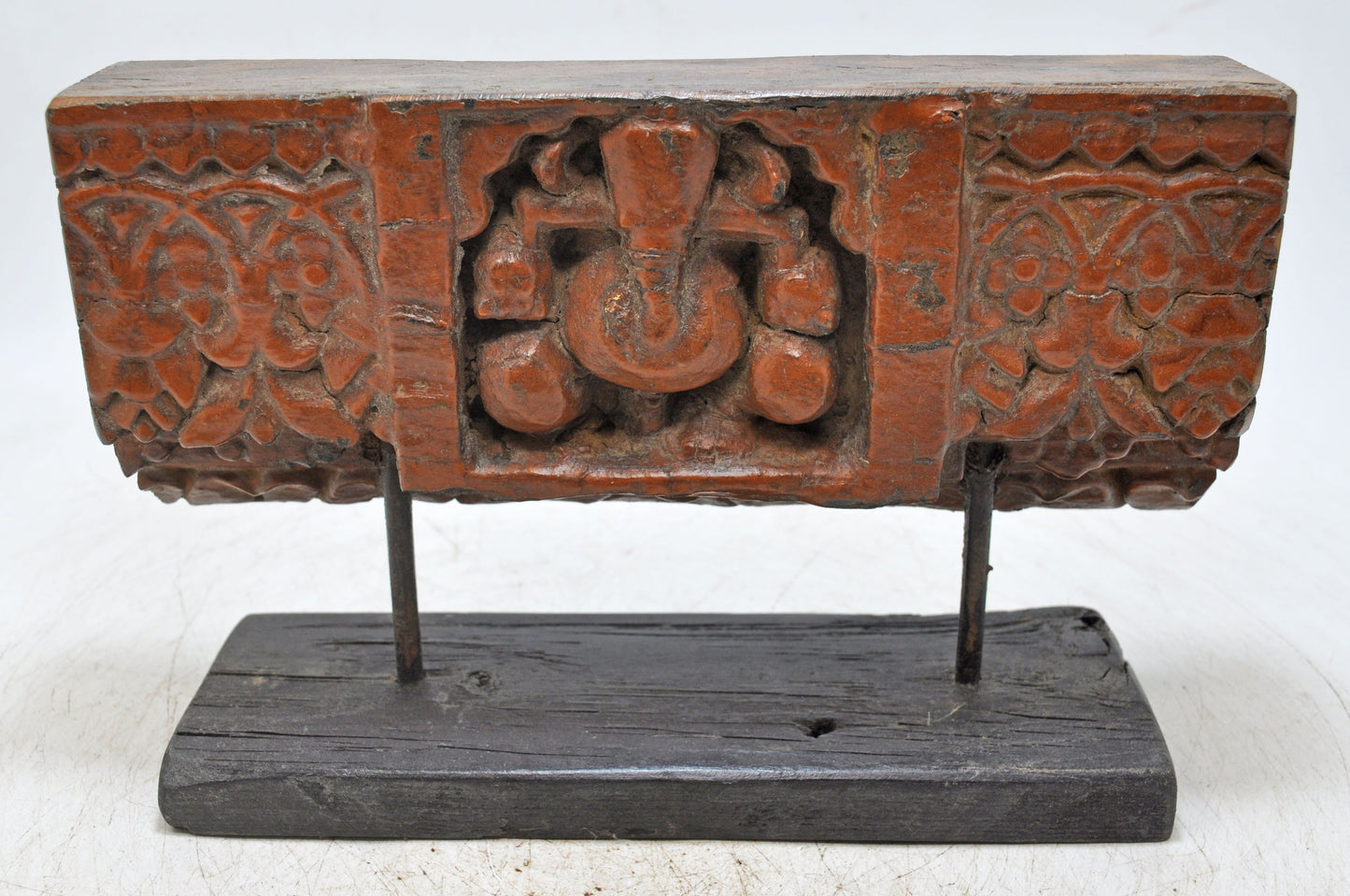 Antique Wooden God Ganesha Idol Carving Panel Plaque Original Old Fine Hand Carved