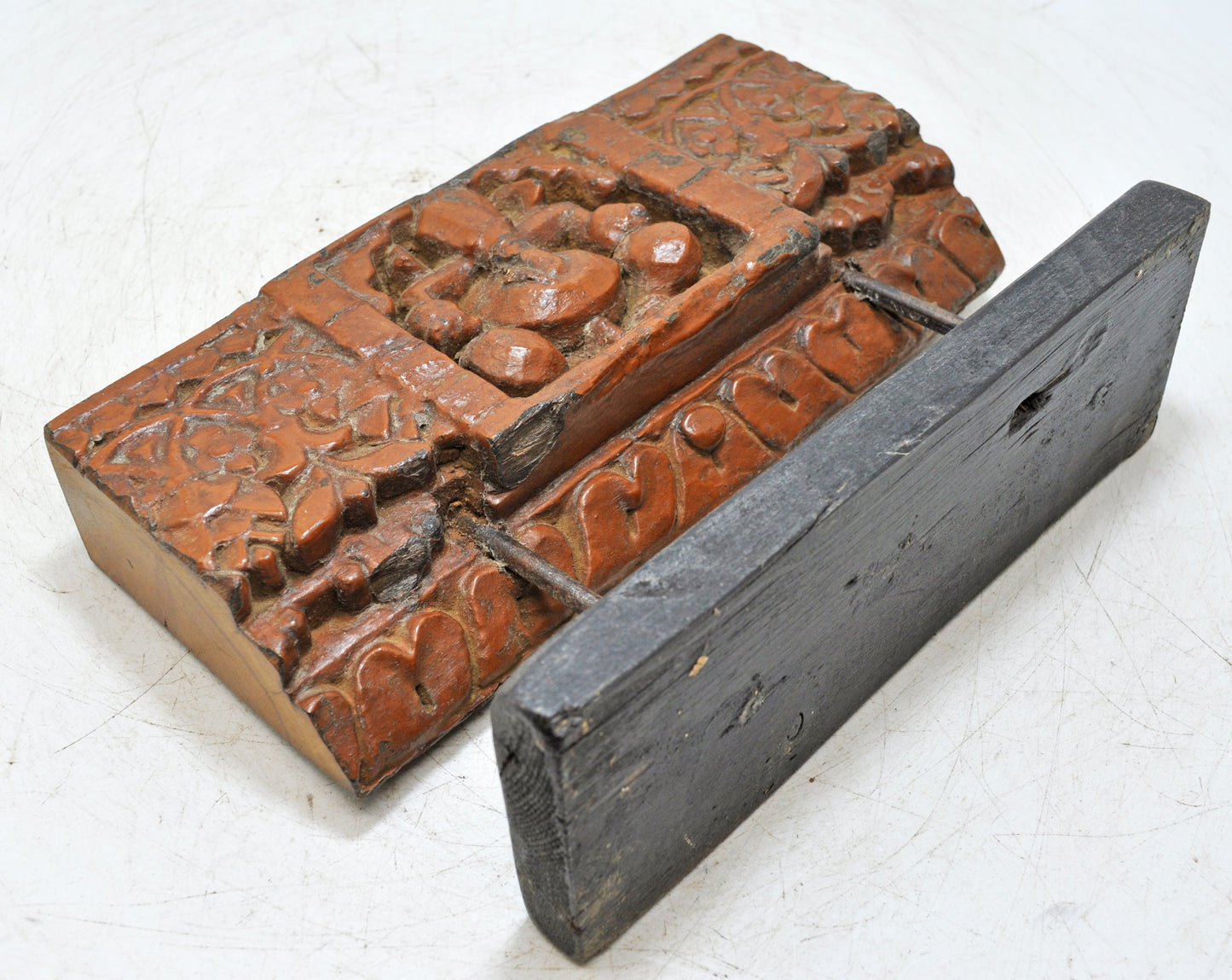 Antique Wooden God Ganesha Idol Carving Panel Plaque Original Old Fine Hand Carved