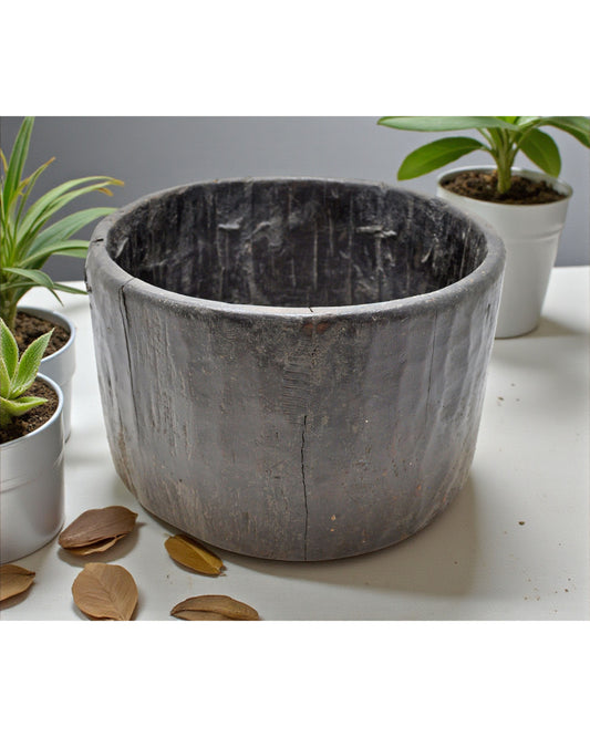 Antique Wooden Round Kitchenware Salt Spice Bowl Original Old Hand Carved
