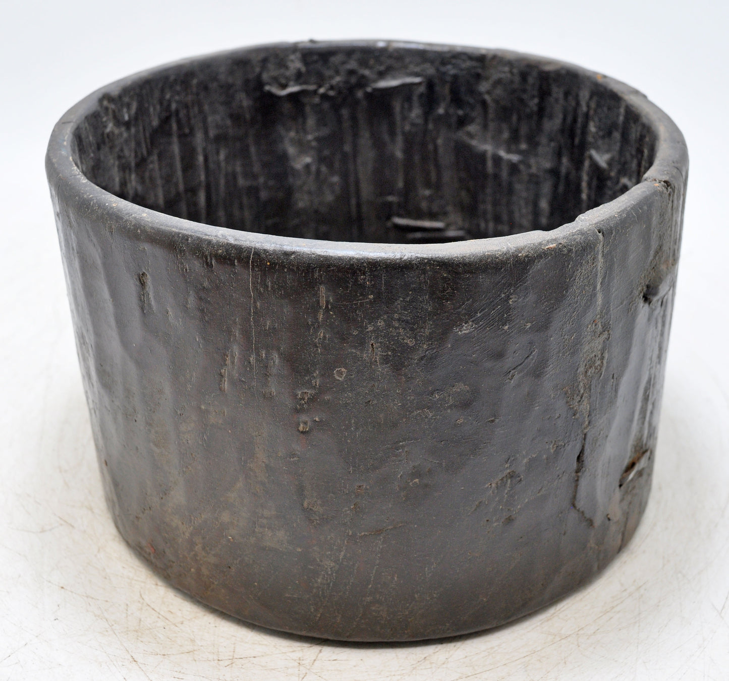 Antique Wooden Round Kitchenware Salt Spice Bowl Original Old Hand Carved