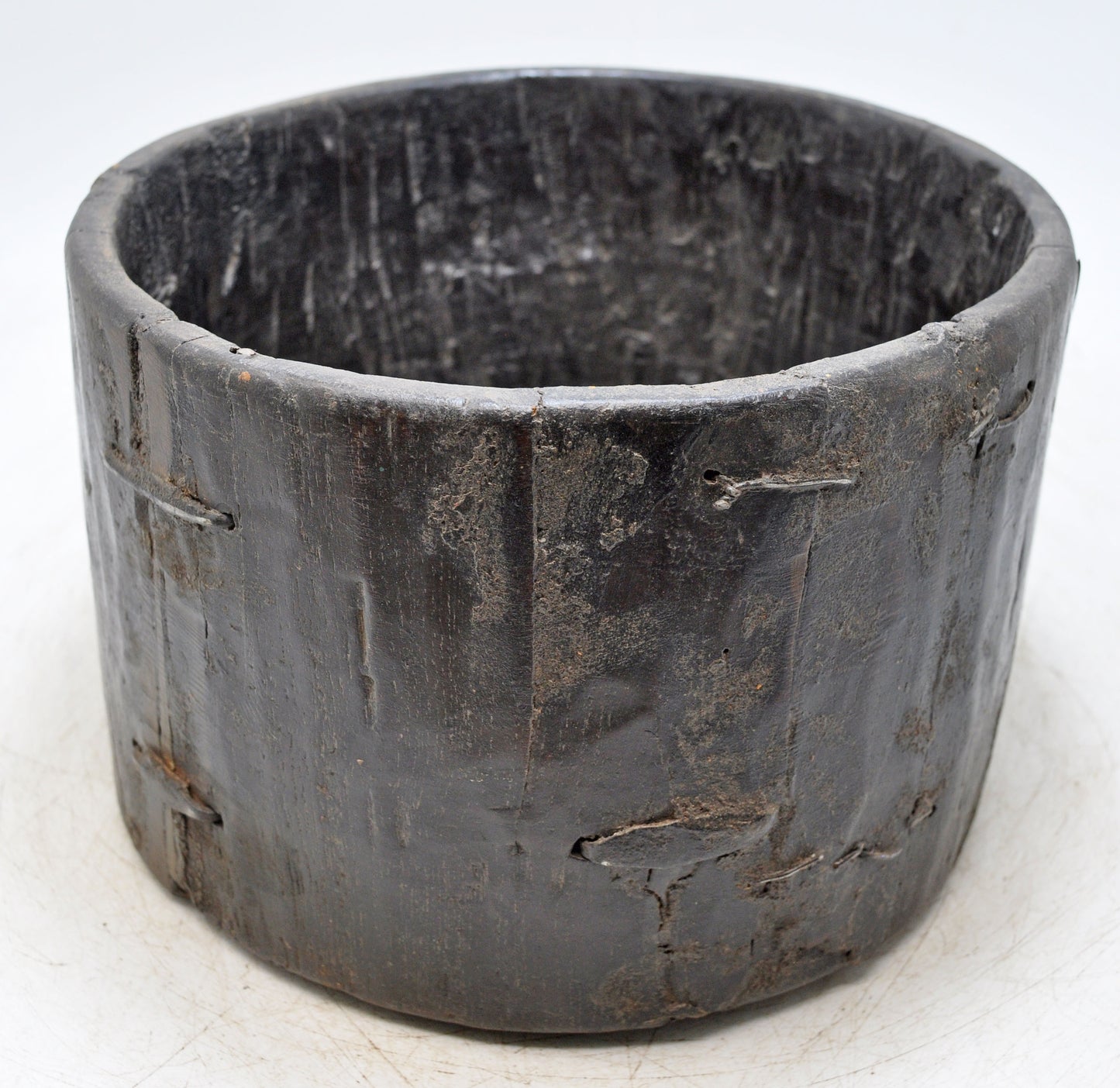 Antique Wooden Round Kitchenware Salt Spice Bowl Original Old Hand Carved