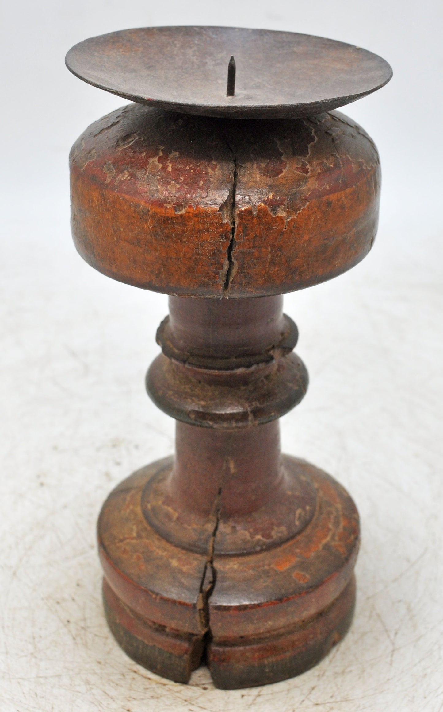 Antique Wooden Paga Leg Candle Holder Stand Original Old Hand Carved Painted