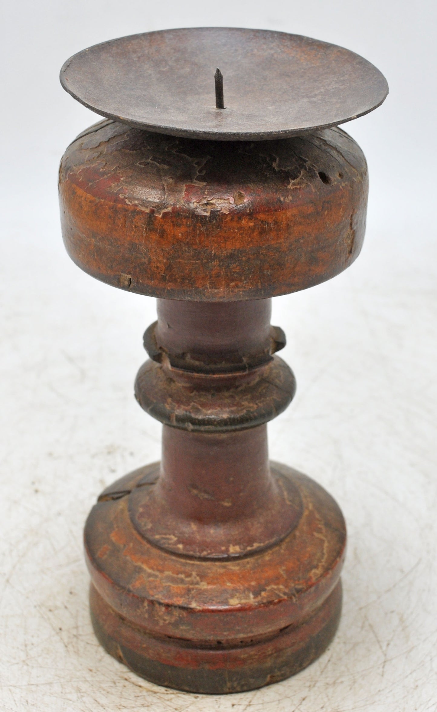 Antique Wooden Paga Leg Candle Holder Stand Original Old Hand Carved Painted