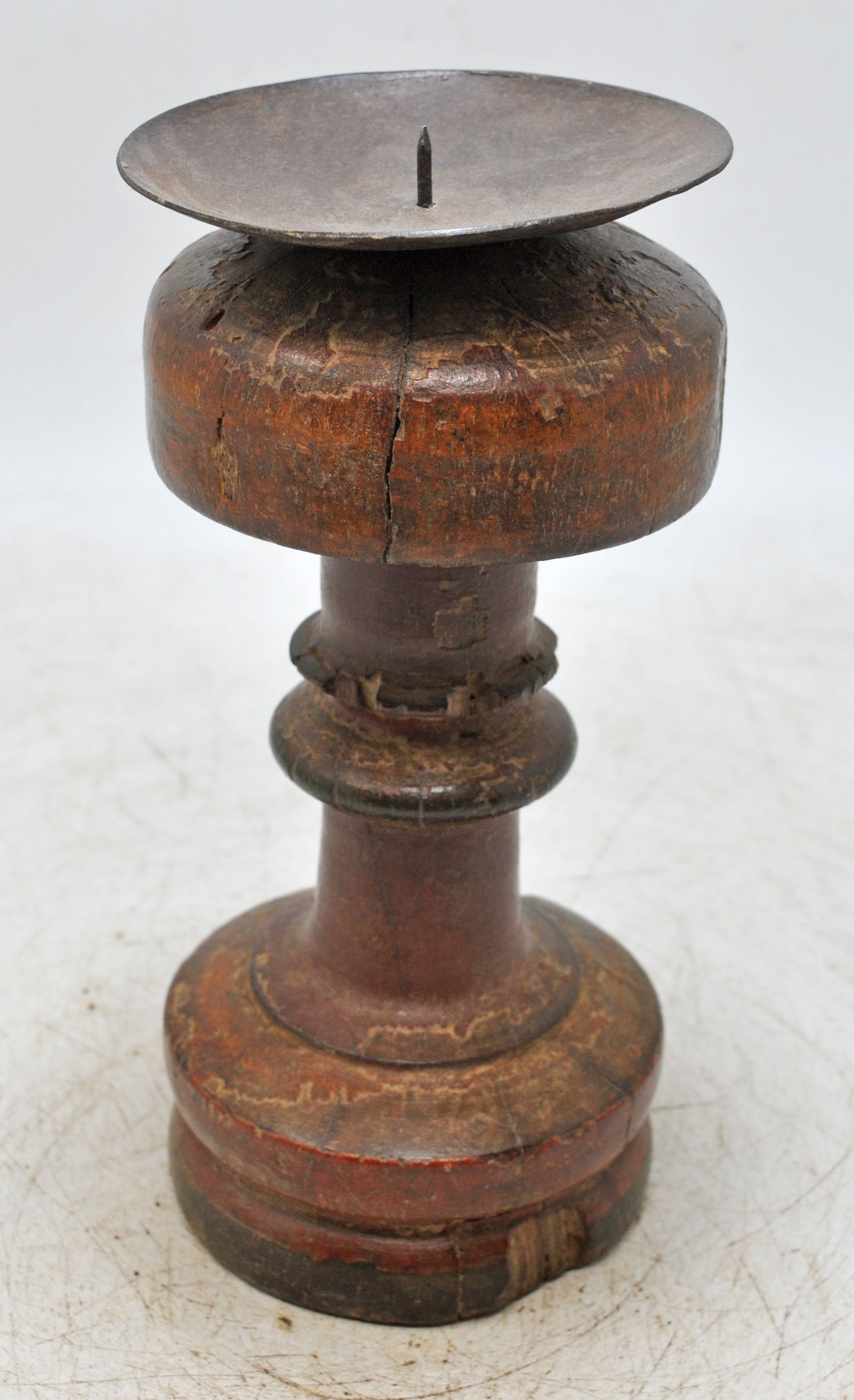 Antique Wooden Paga Leg Candle Holder Stand Original Old Hand Carved Painted