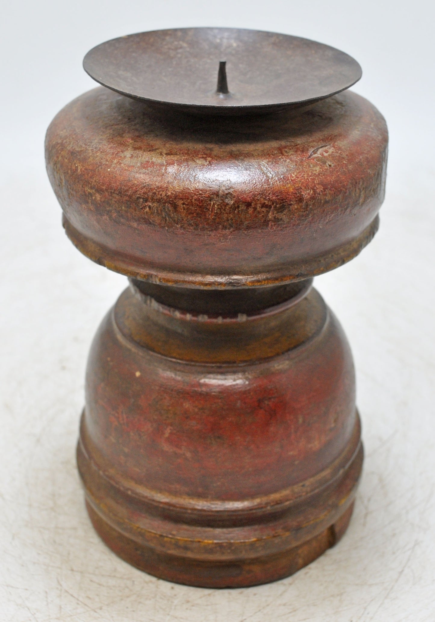 Antique Wooden Paga Leg Candle Holder Stand Original Old Hand Carved Painted