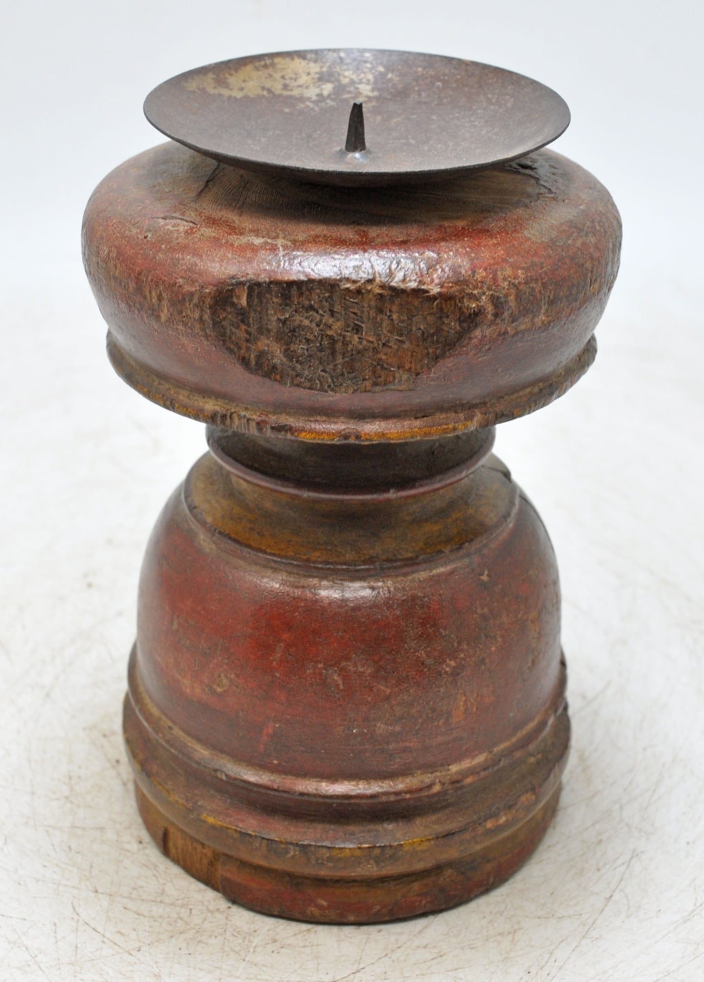 Antique Wooden Paga Leg Candle Holder Stand Original Old Hand Carved Painted