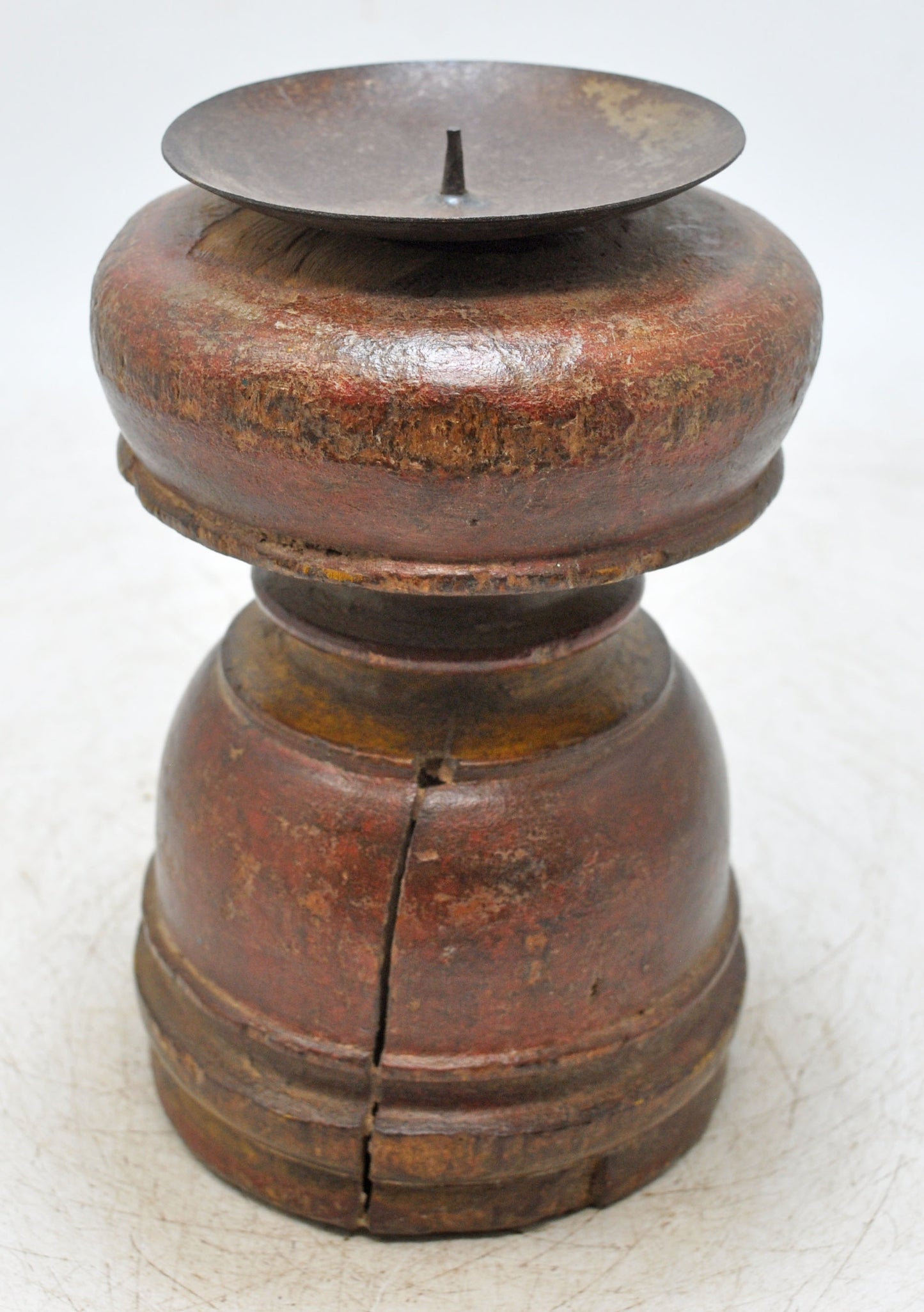 Antique Wooden Paga Leg Candle Holder Stand Original Old Hand Carved Painted