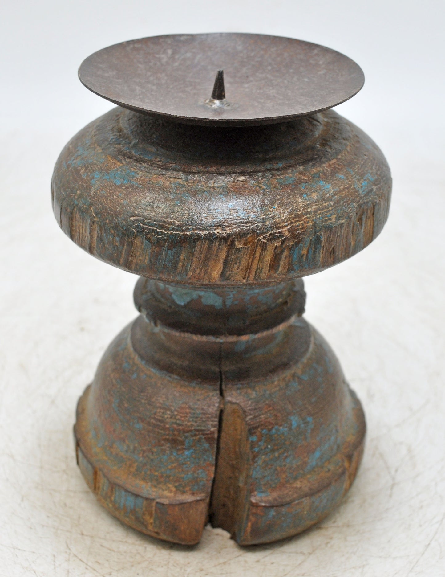 Antique Wooden Paga Leg Candle Holder Stand Original Old Hand Carved Painted