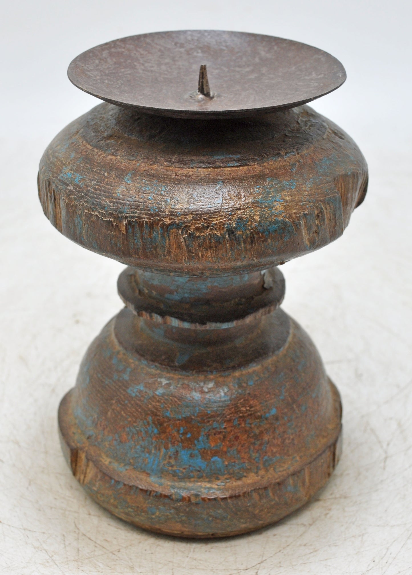 Antique Wooden Paga Leg Candle Holder Stand Original Old Hand Carved Painted